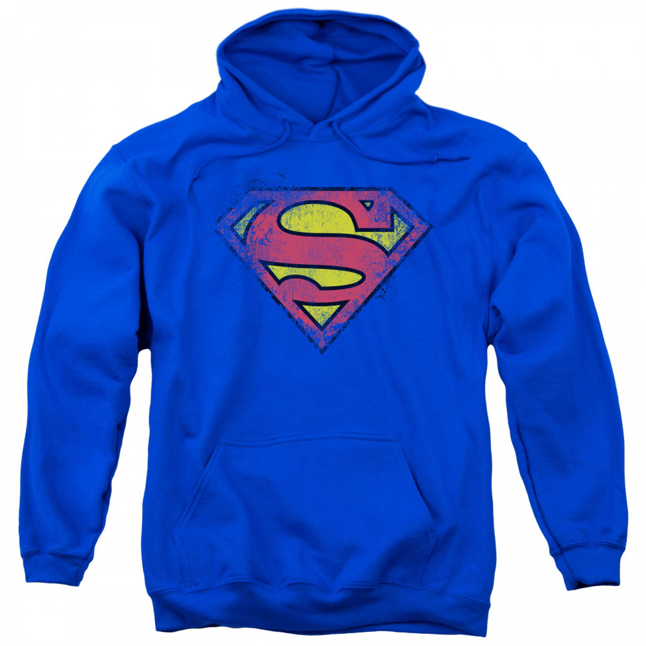 Superman Distressed Logo Hoodie, Blue