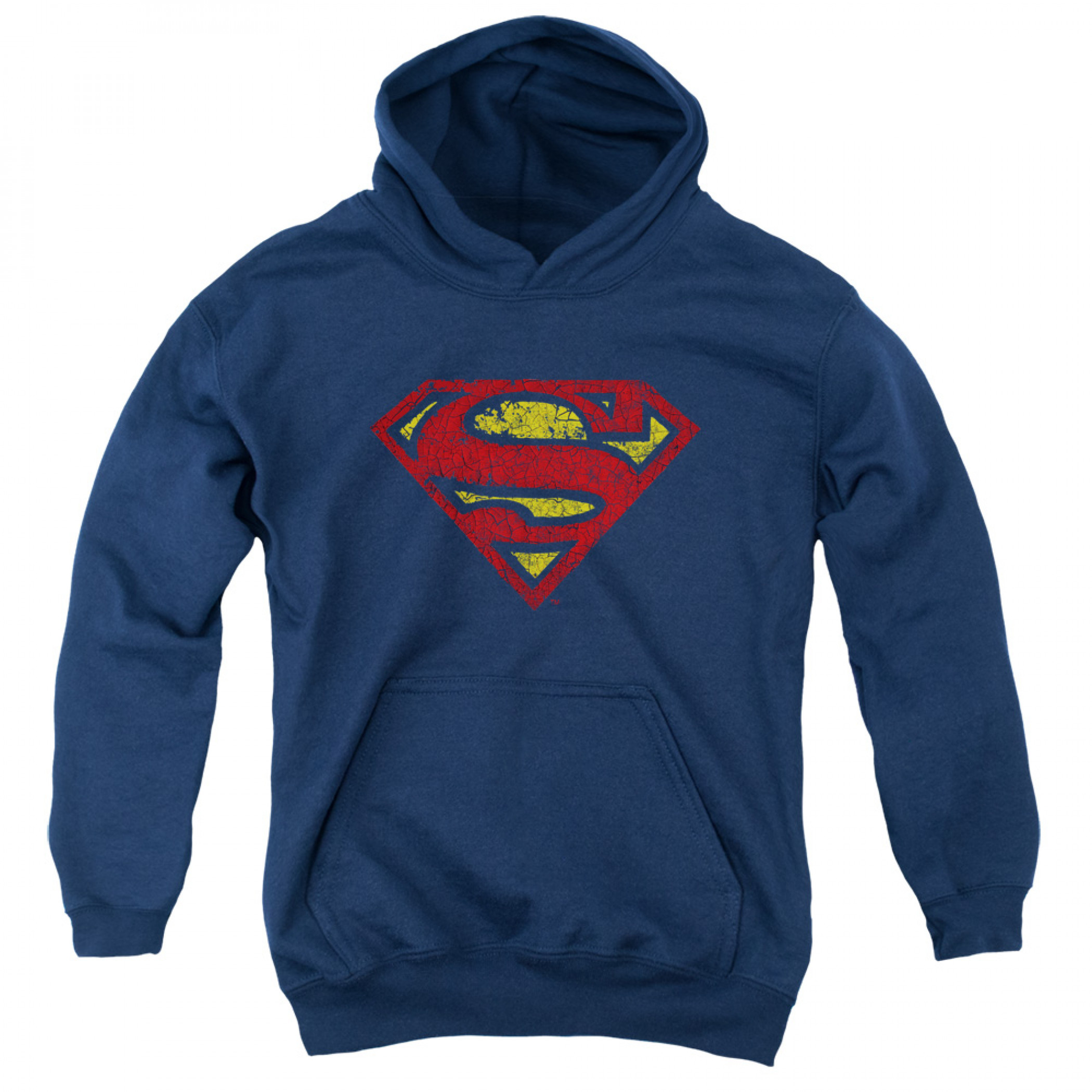 Superman Distressed Symbol Youth Hoodie, Blue