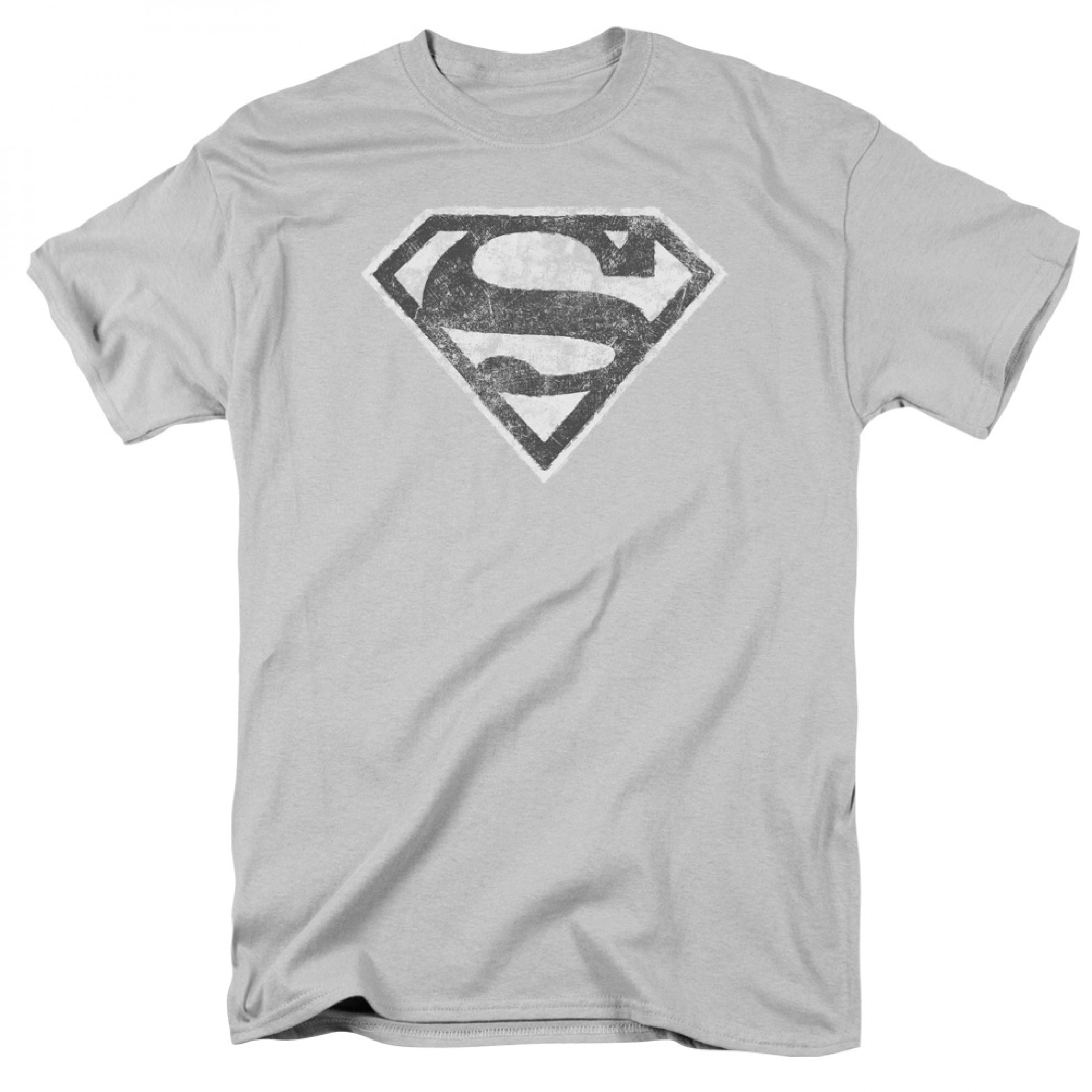 Superman Distressed Monochrome Logo T-Shirt, Grey