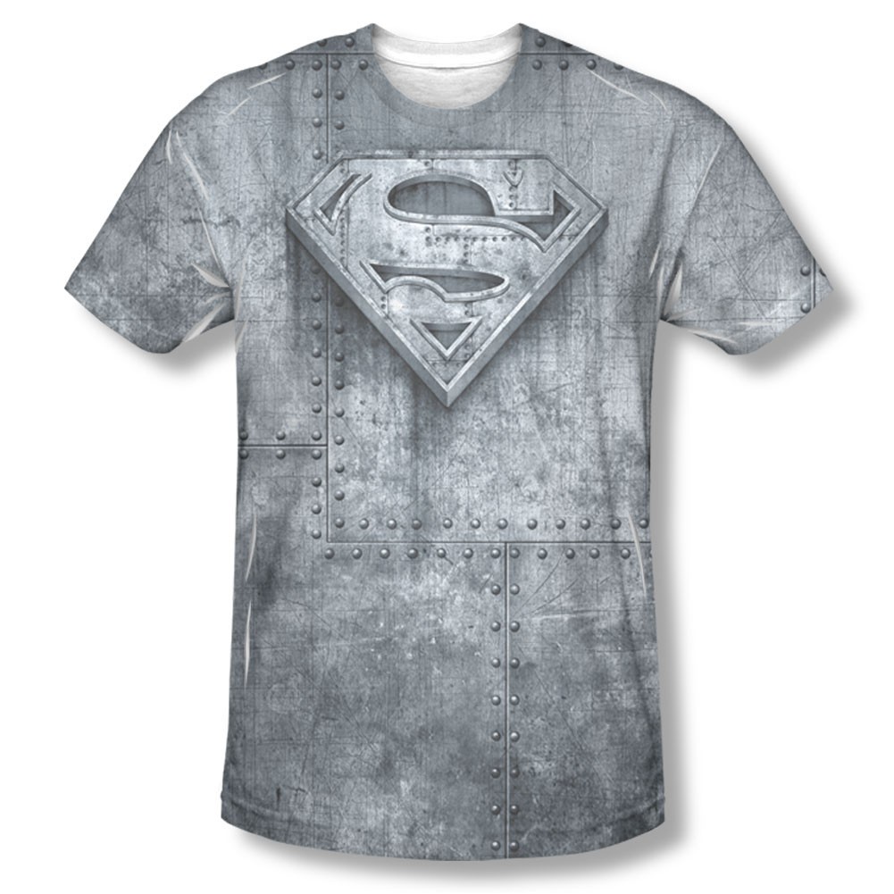 Superman Made Of Steel Sublimation Gray T-Shirt, Grey