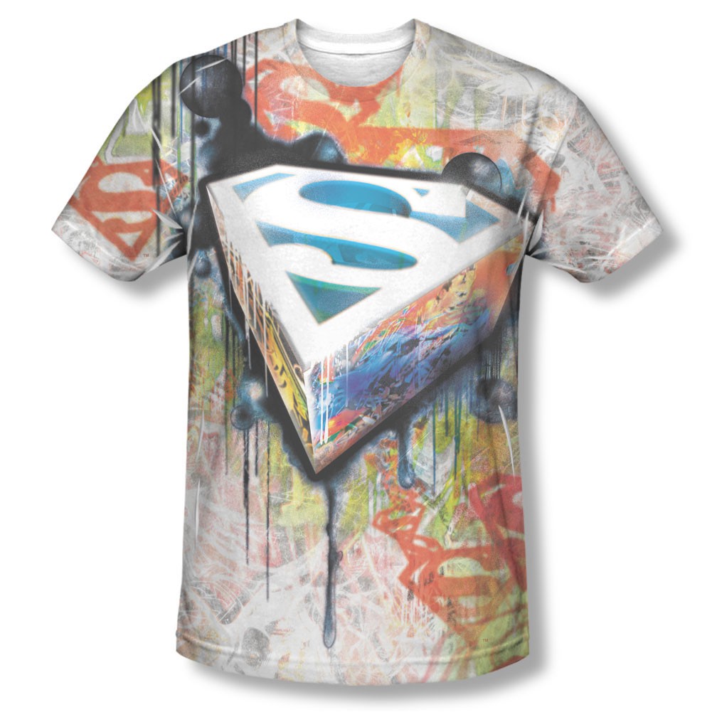 Superman Urban Shields Sublimation White T-Shirt, White