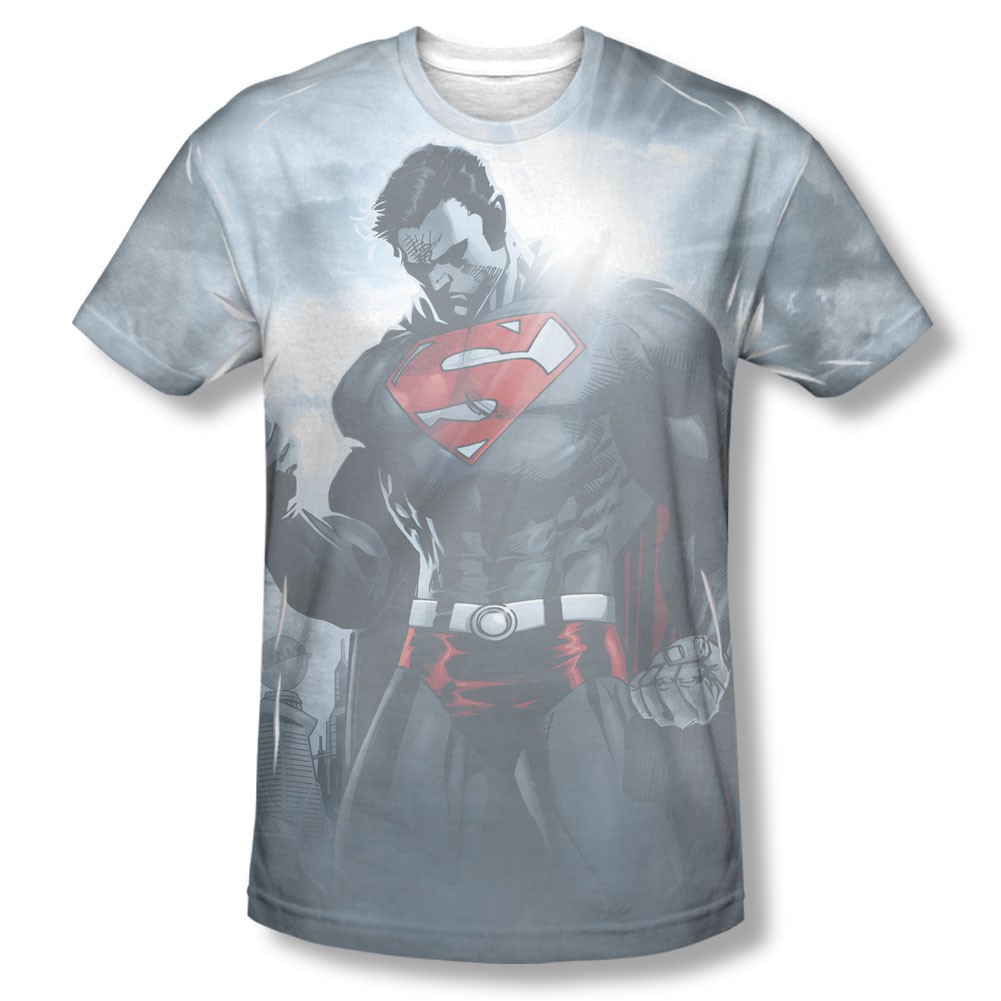 Superman Light Of The Sun Sublimation Gray T-Shirt, Grey