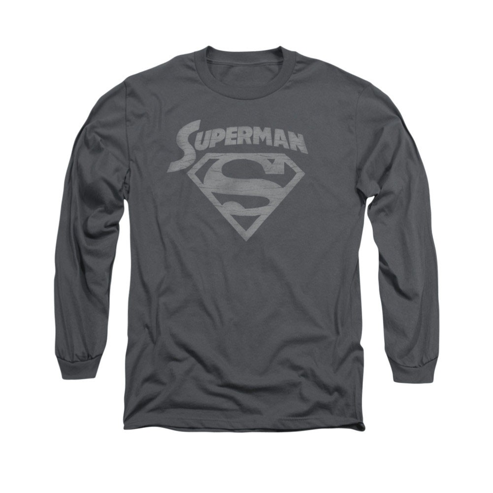 Superman Arch Gray Long Sleeve T-Shirt, Grey