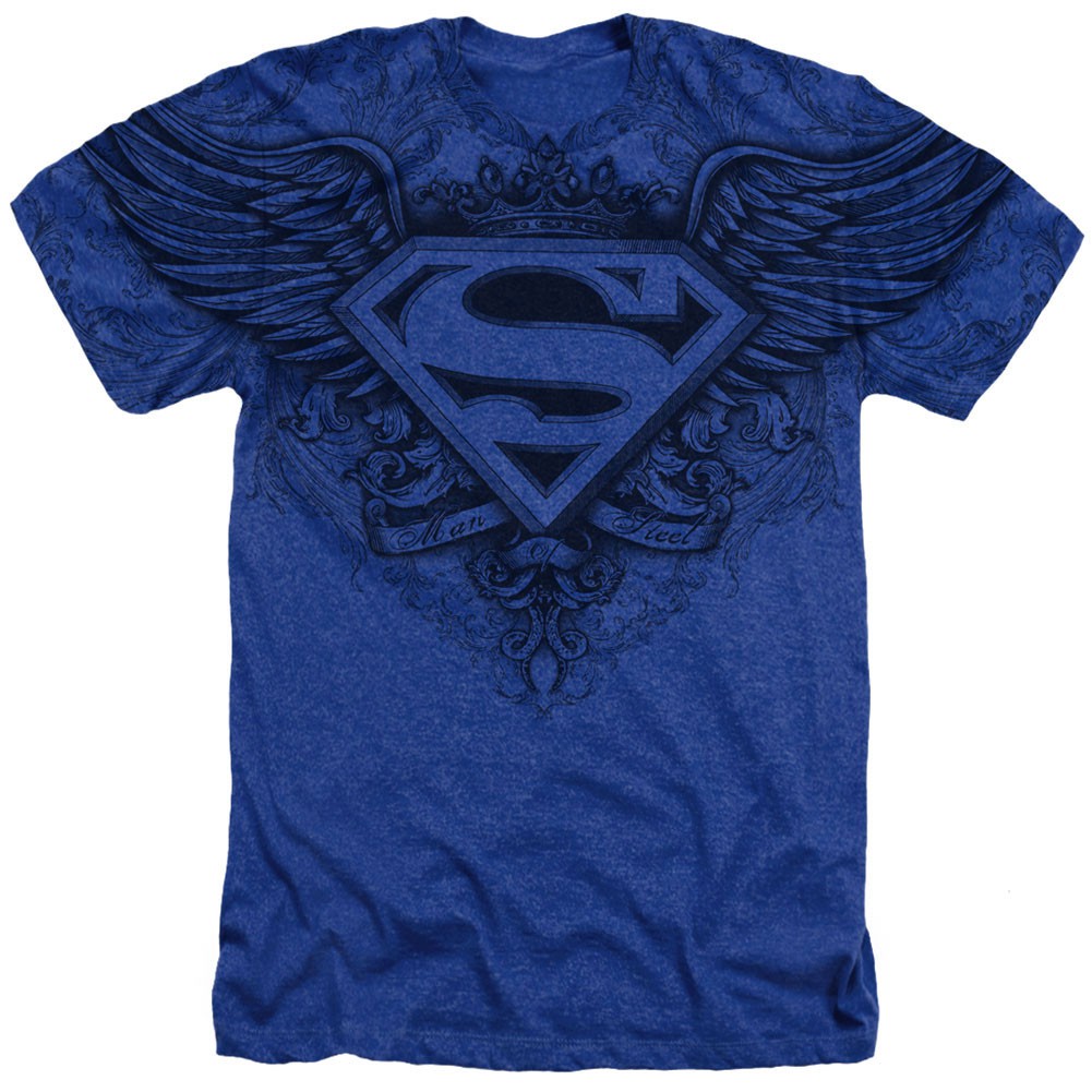Superman Sublimated Logo Blue T-Shirt, Blue