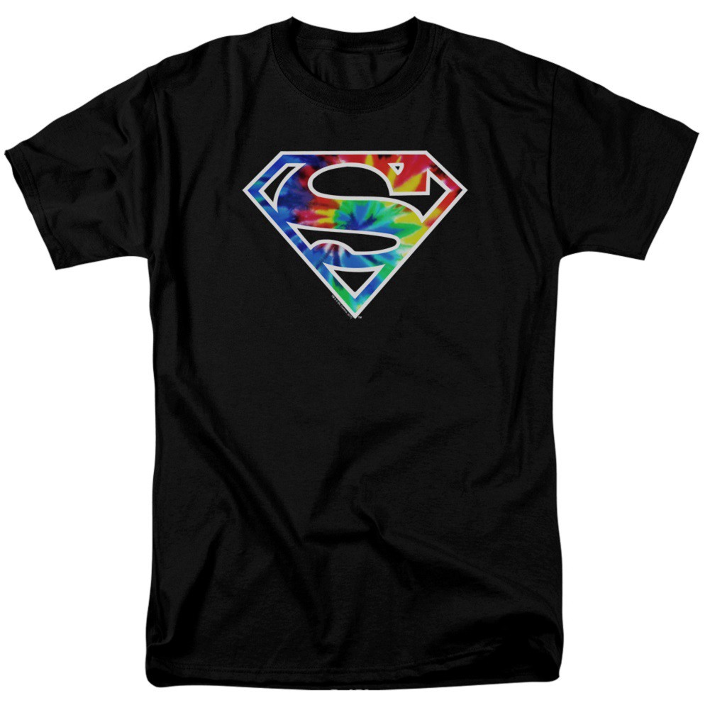 Superman Tie Dye Logo Men's Black T-Shirt, Black