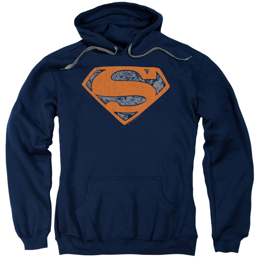 Superman Vintage Logo Collage Hoodie, Blue