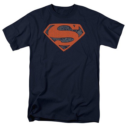 Superman Vintage Shield Men's Navy Blue T-Shirt, Blue