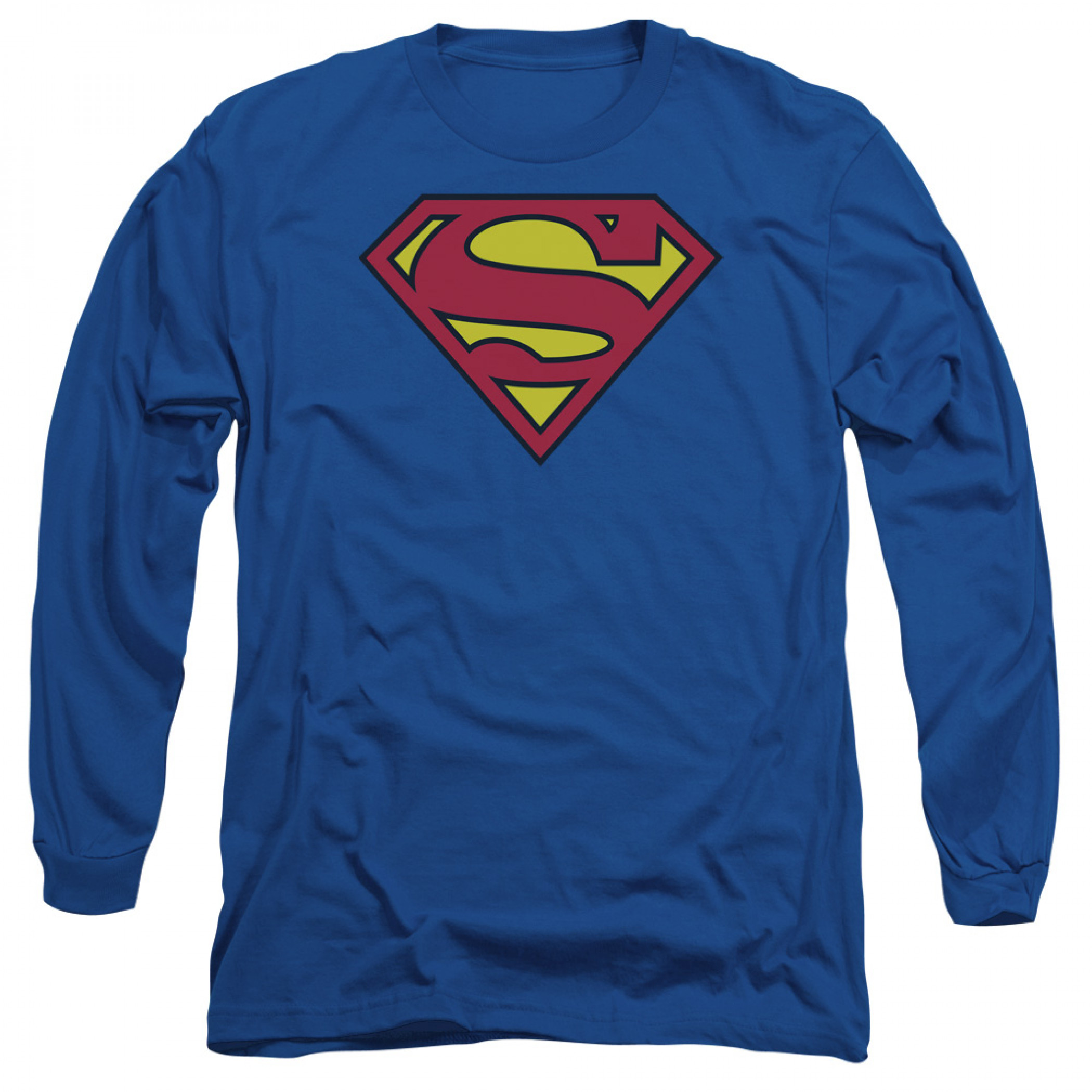 Superman Classic Logo on Royal Blue Long-Sleeve T-Shirt, Blue