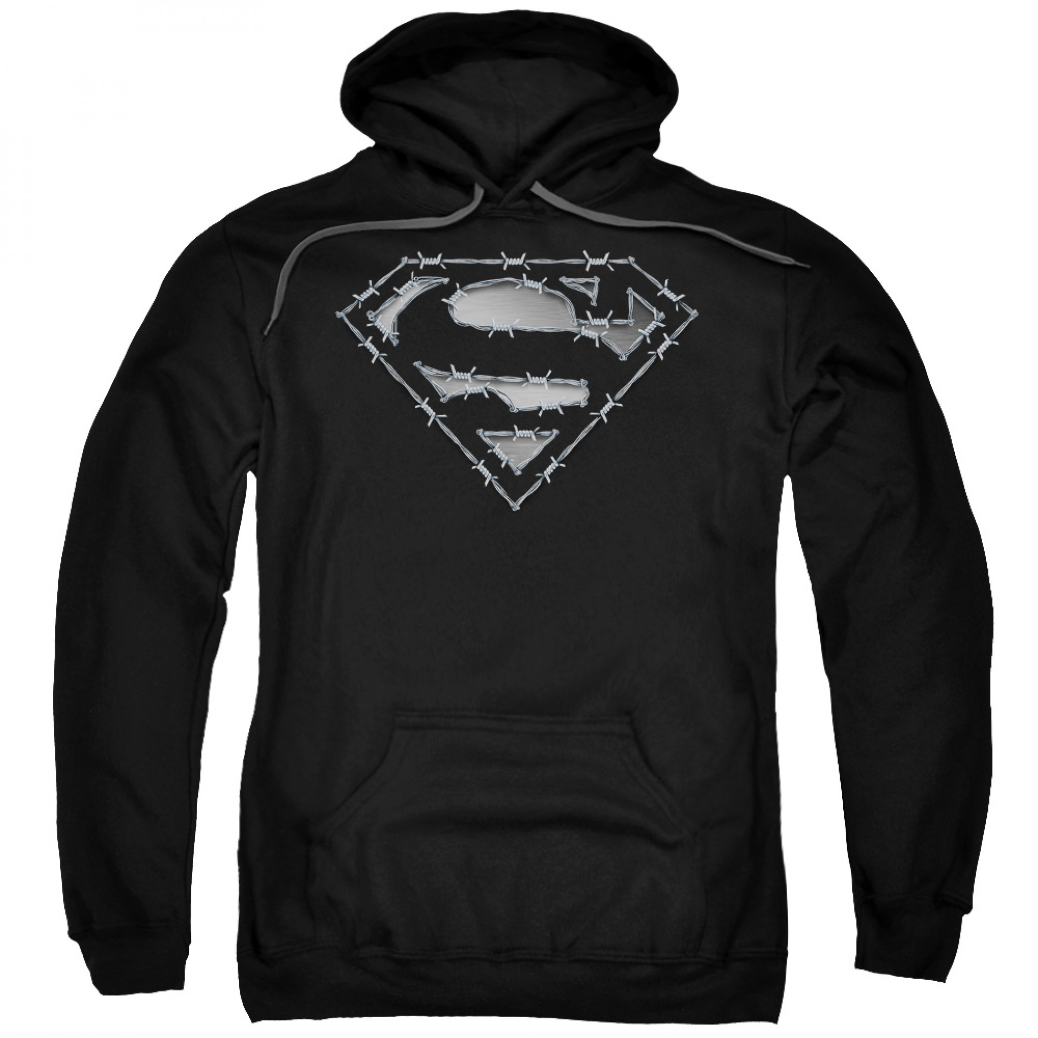 Superman Barbed Wire Logo Hoodie, Black