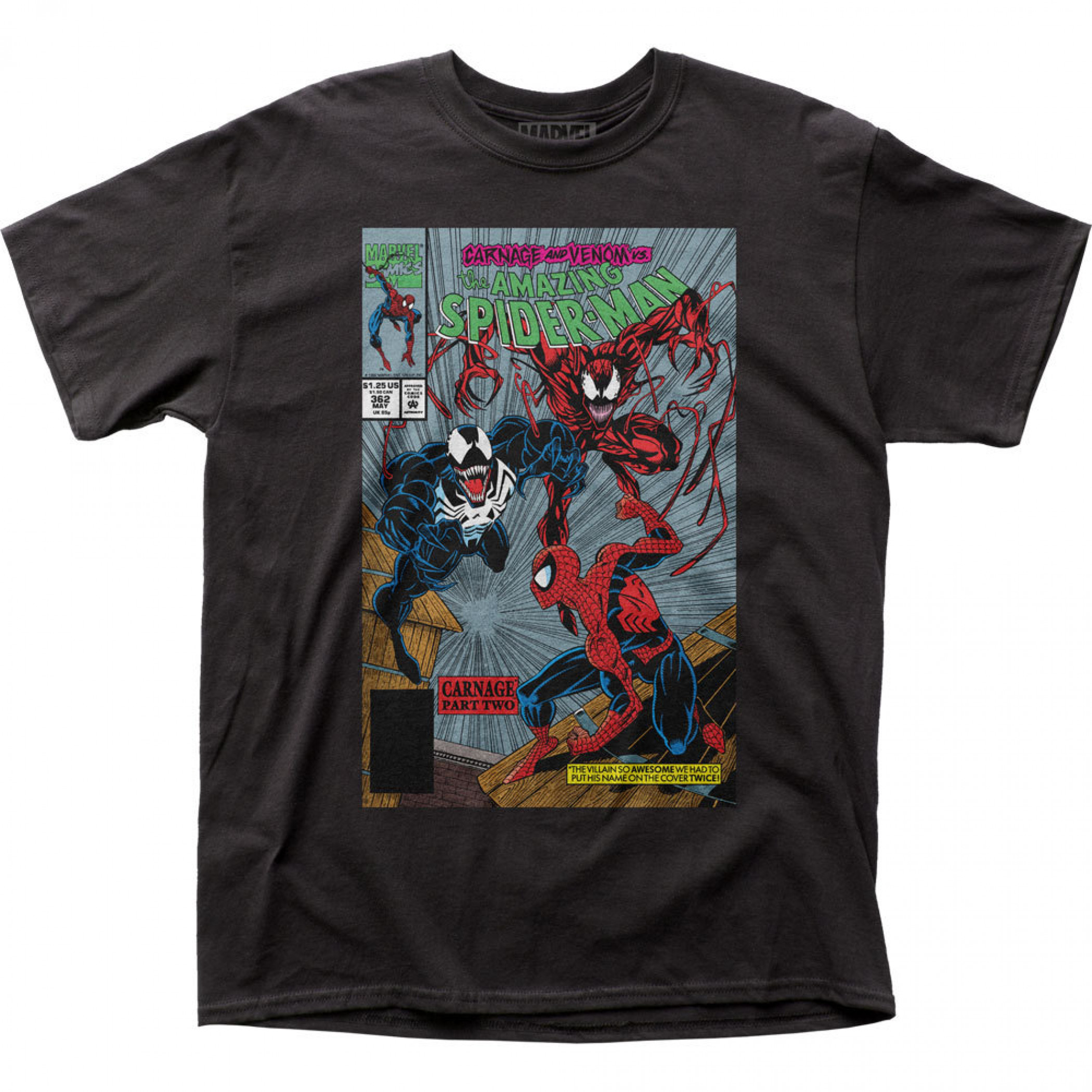 Spider-Man Venom vs Carnage Comic Cover Part Two T-Shirt, Black