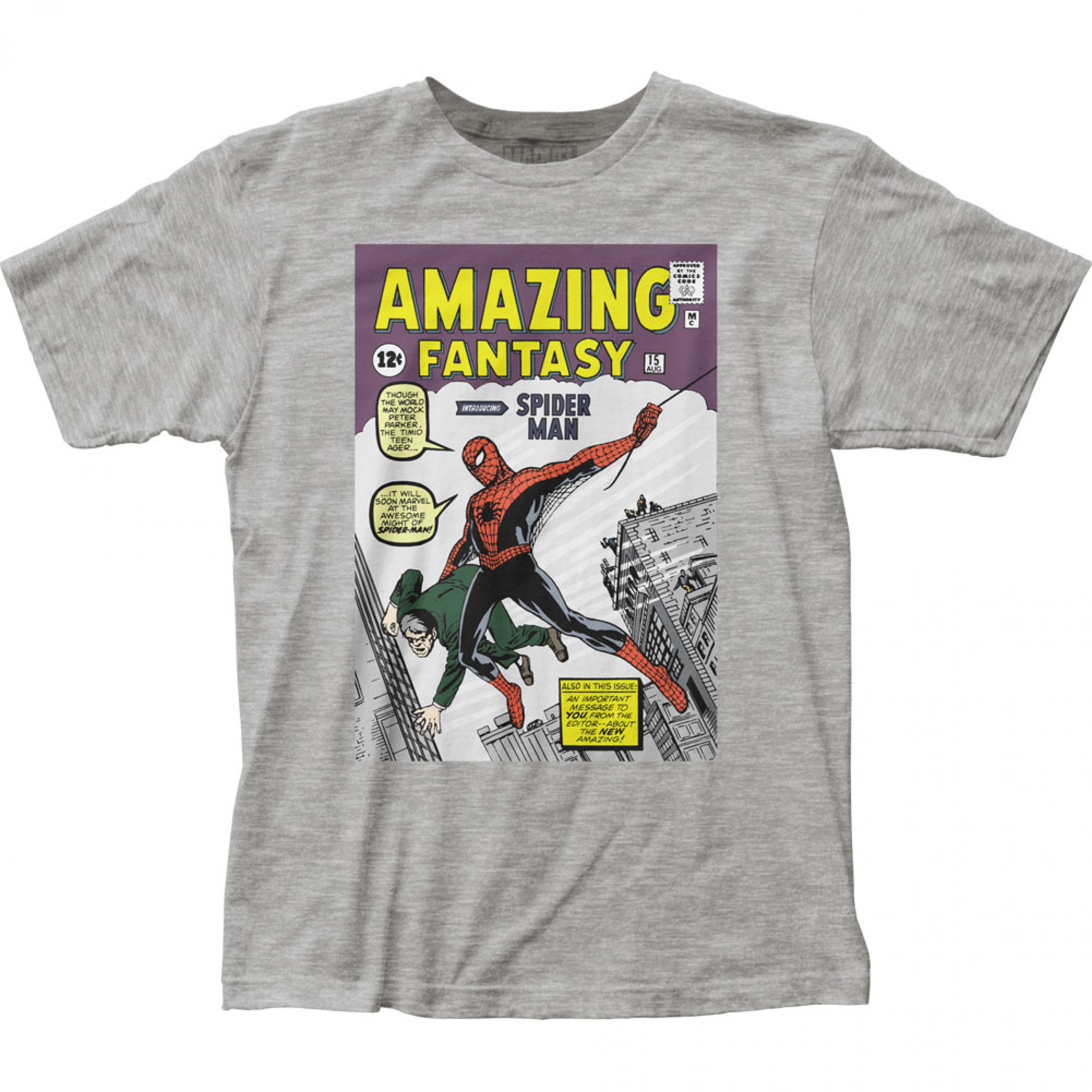 Spider-Man Amazing Fantasy Cover Art T-Shirt, Grey
