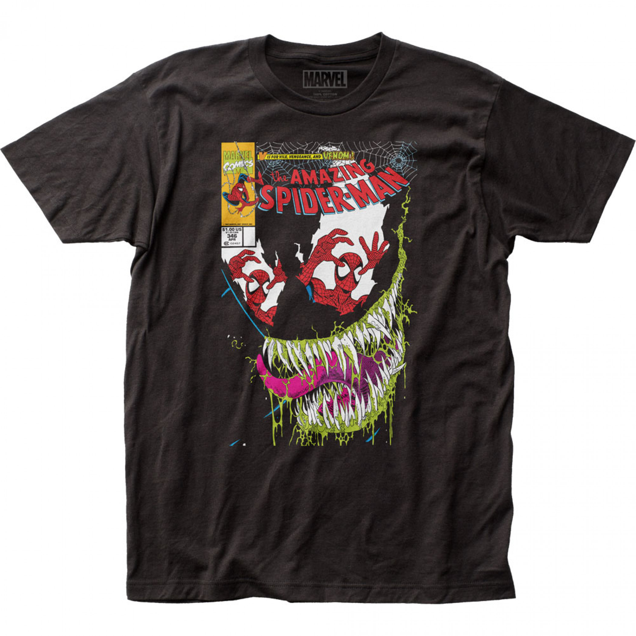 Spider-Man ft. Venom #346 Cover Art T-Shirt, Black
