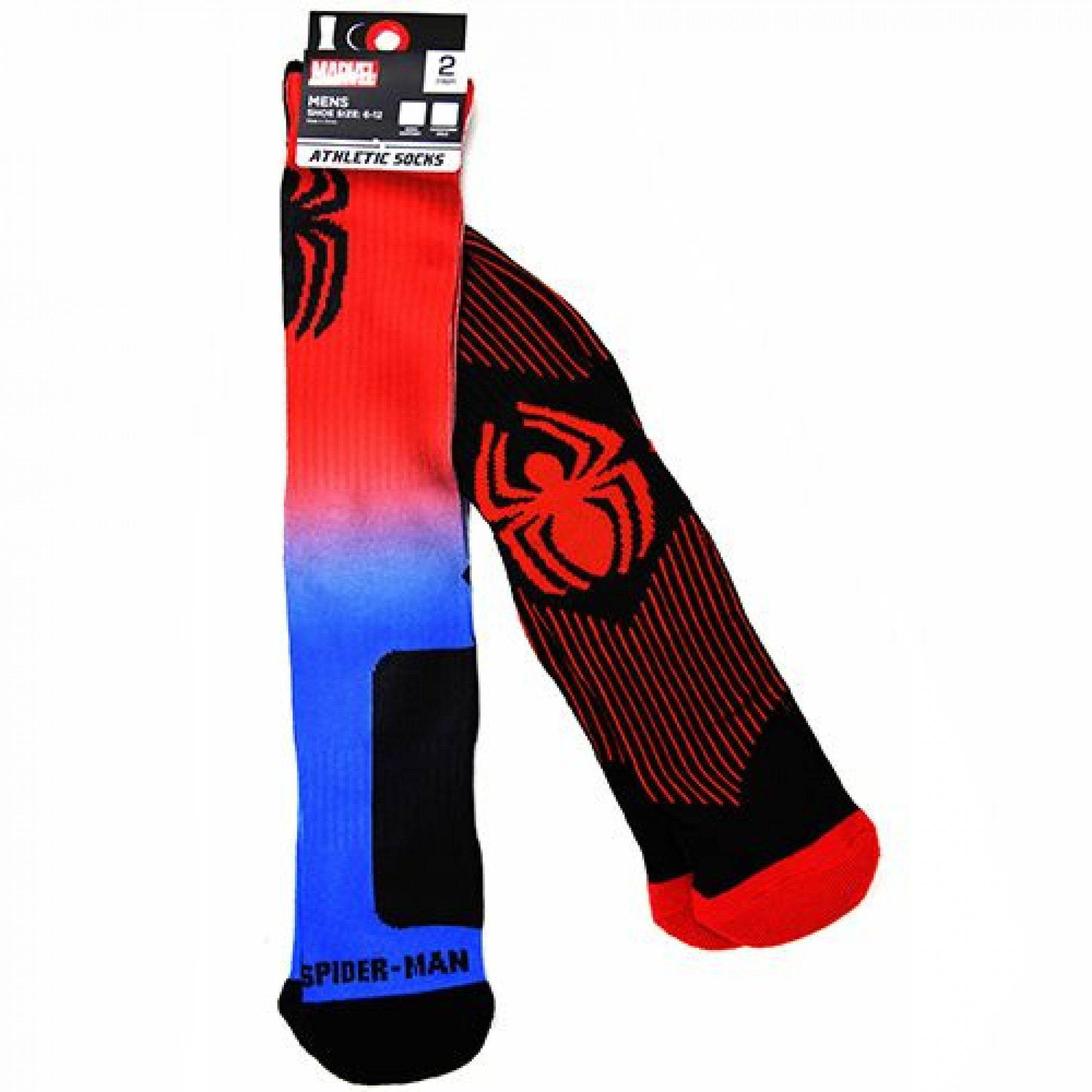Spider-Man Classic Symbol Athletic 2-Pack Socks, Multi-Color