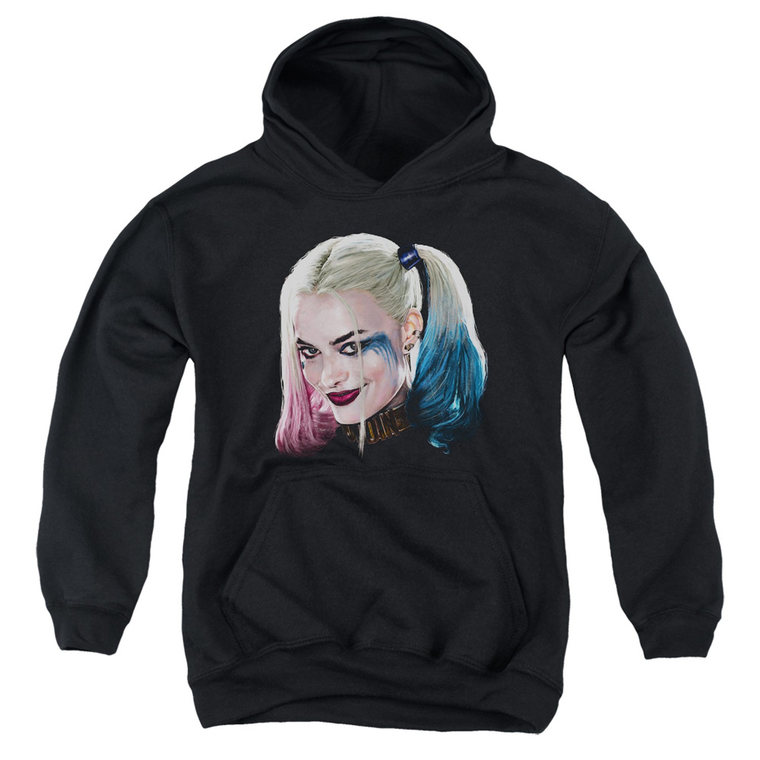 Suicide Squad Harley Quinn Face Youth Hoodie, Black