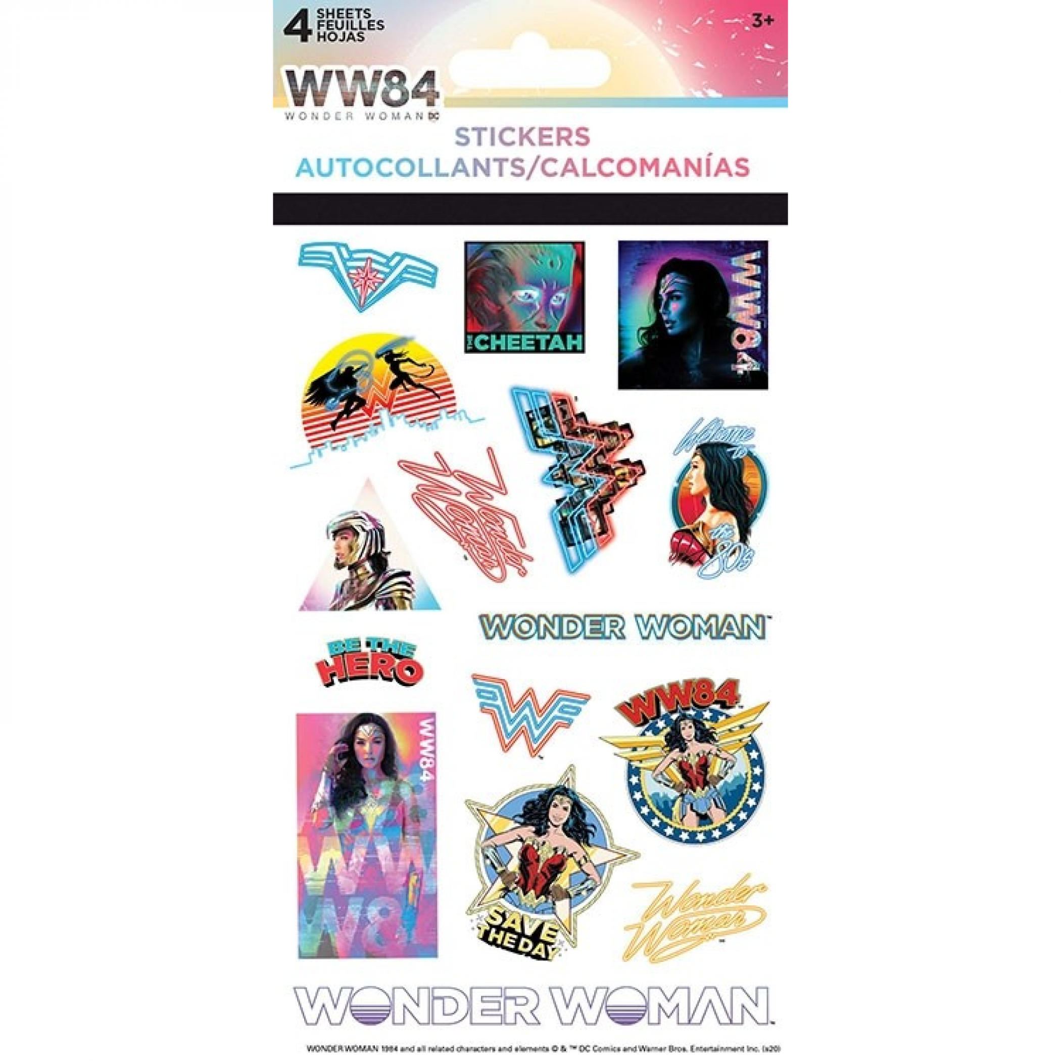 Wonder Woman 1984 Movie Logos and Gal Gadot Sticker Pack, Multi-Color