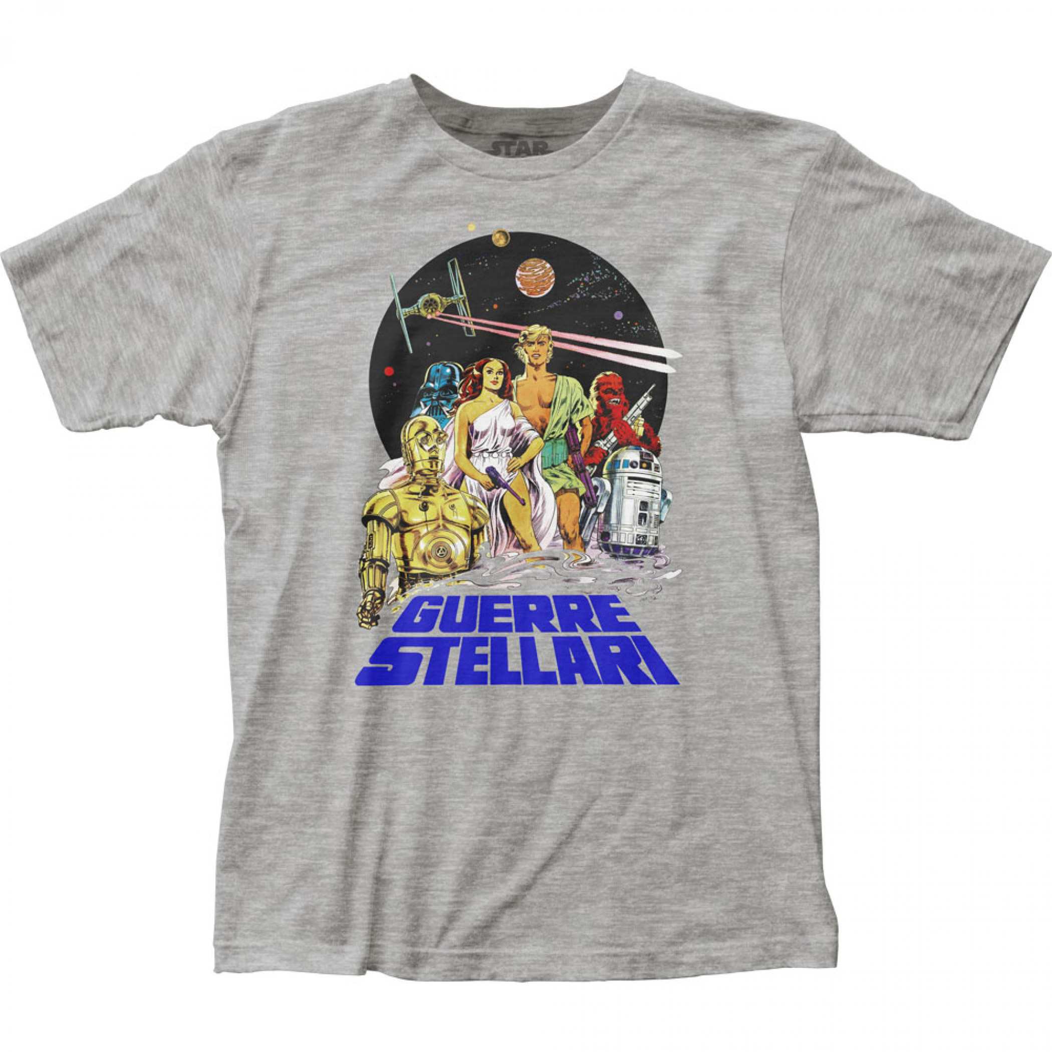 Star Wars Guerre Stellari Italian Movie Poster T-Shirt, Grey