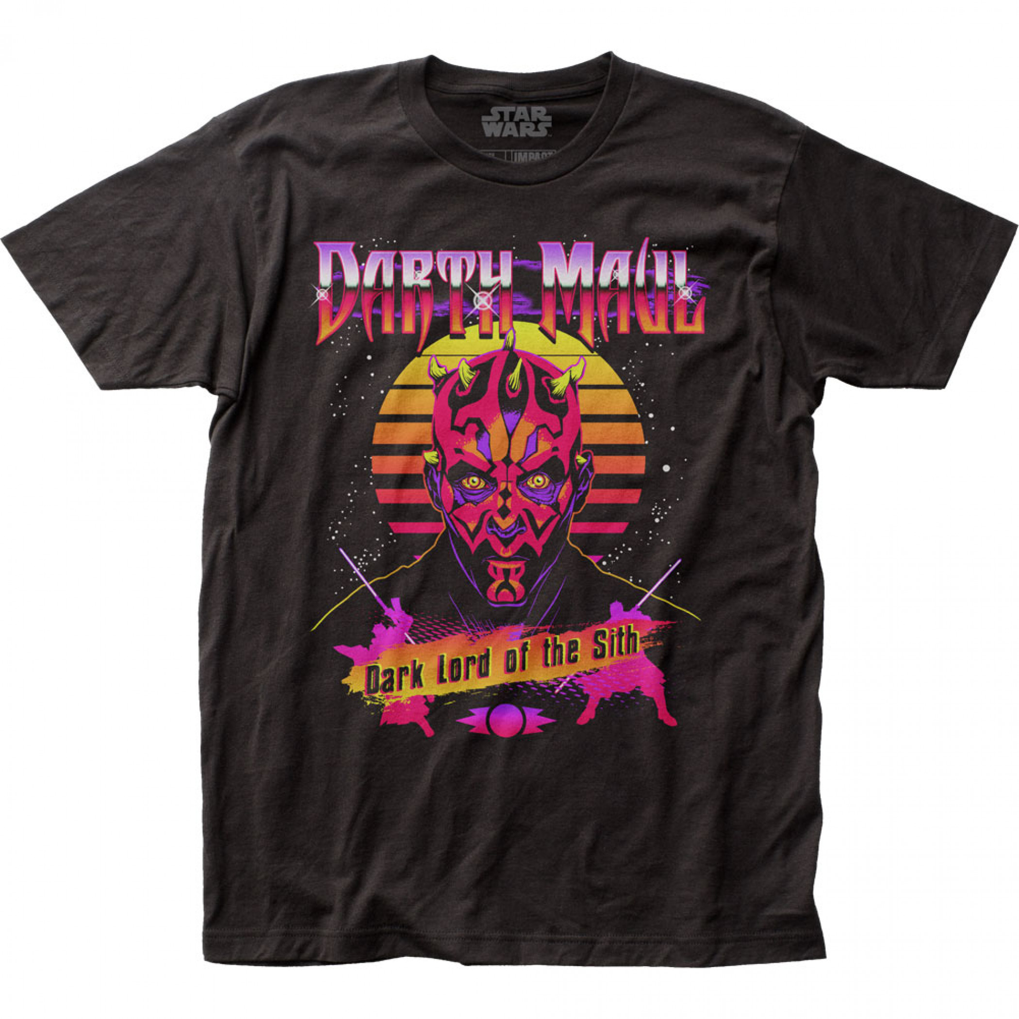 Star Wars Darth Maul Dark Lord of the Sith Neon Retro T-Shirt, Black