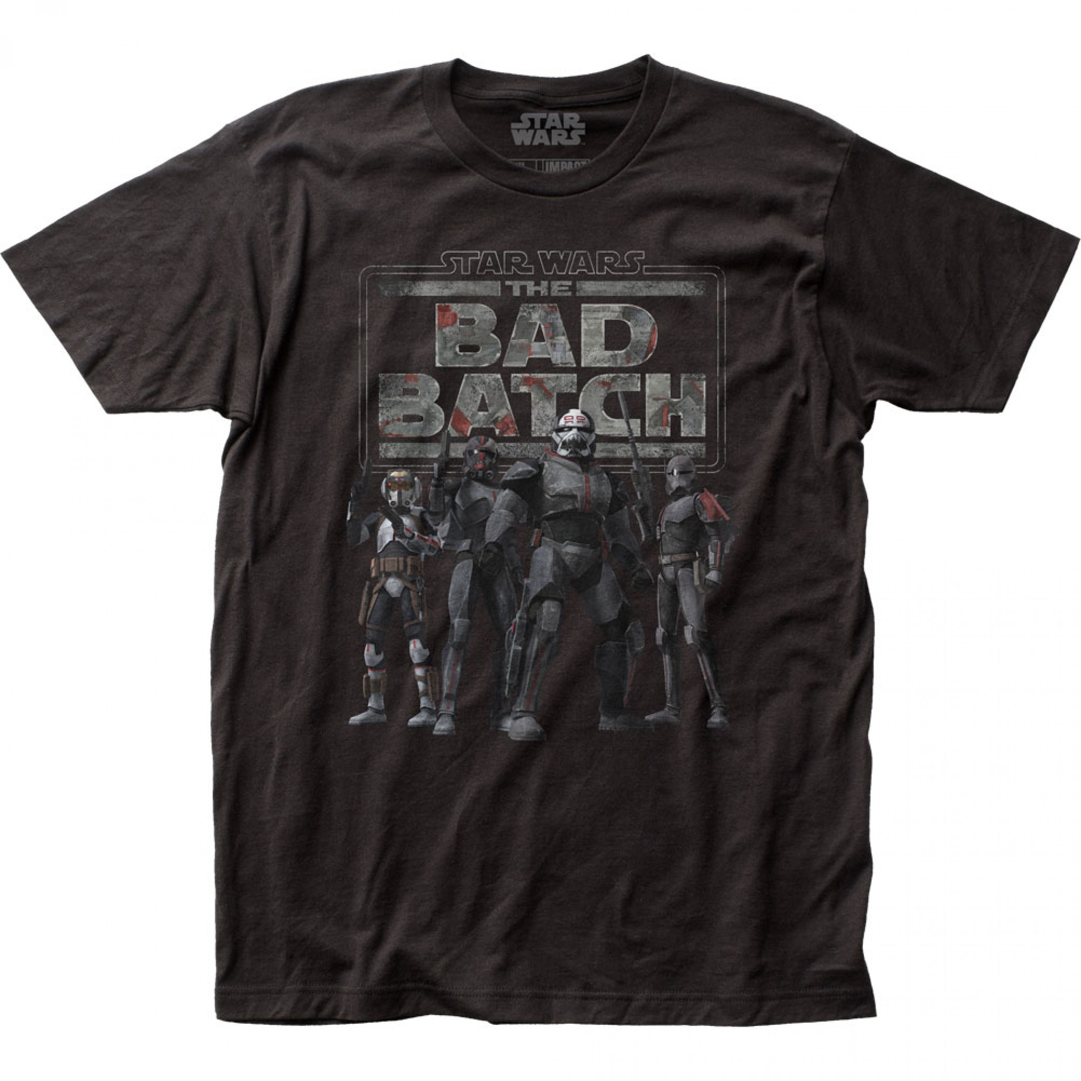 Star Wars The Clone Wars The Bad Batch Line Up with Logo T-Shirt, Black