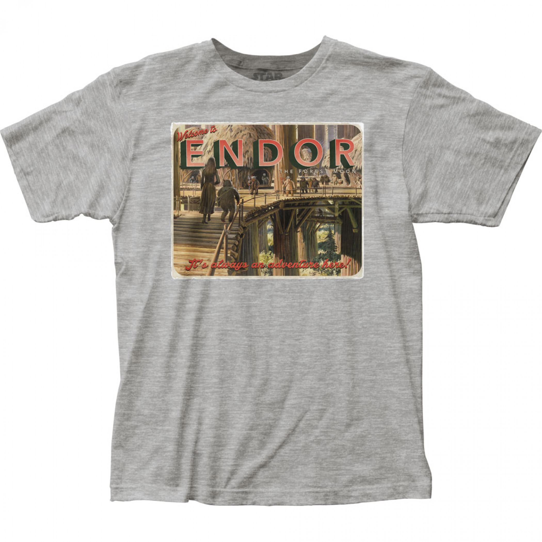 Star Wars Endor Postcard T-Shirt, Grey