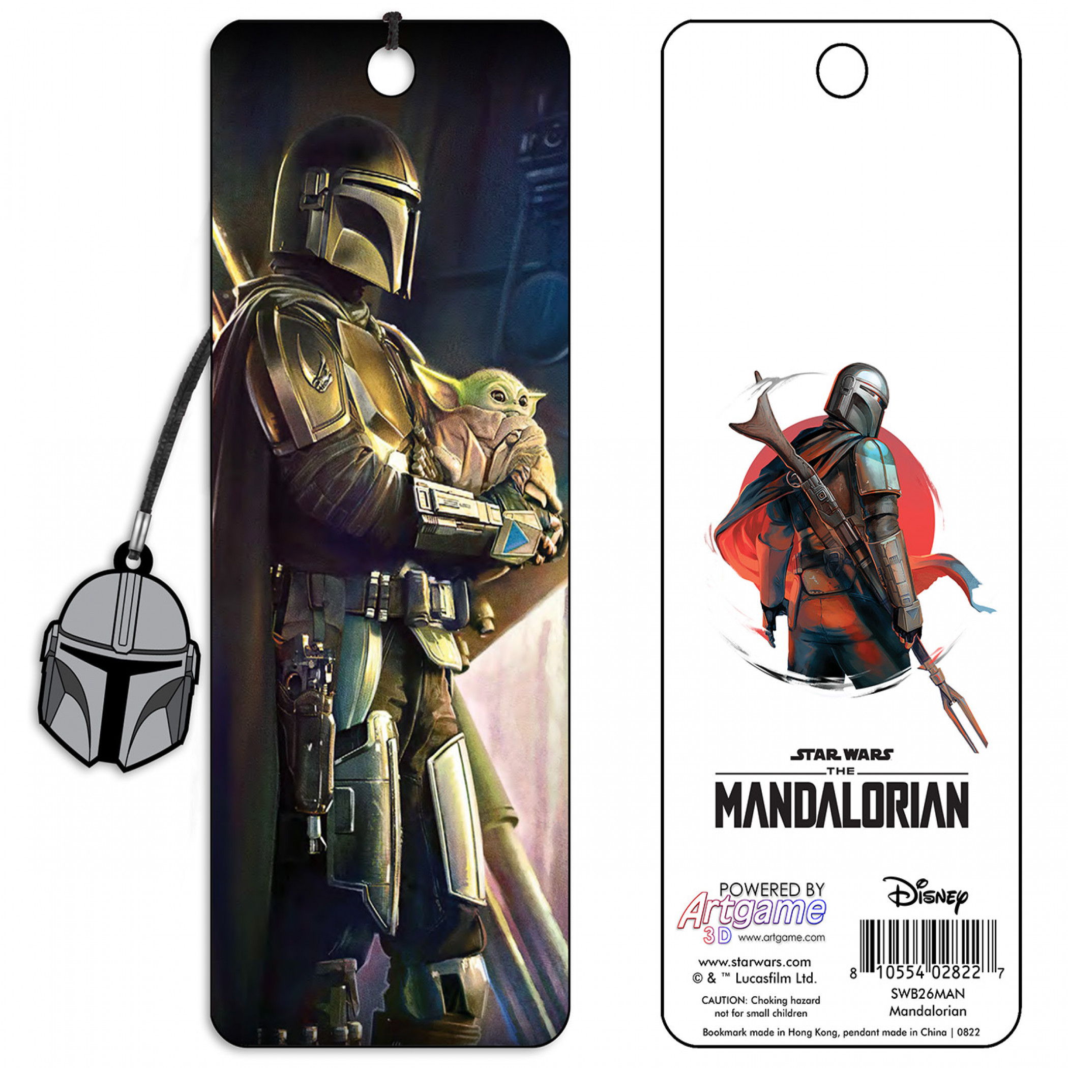 Star Wars The Mandalorian Mando and Grogu Bookmark with Charm, Multi-Color