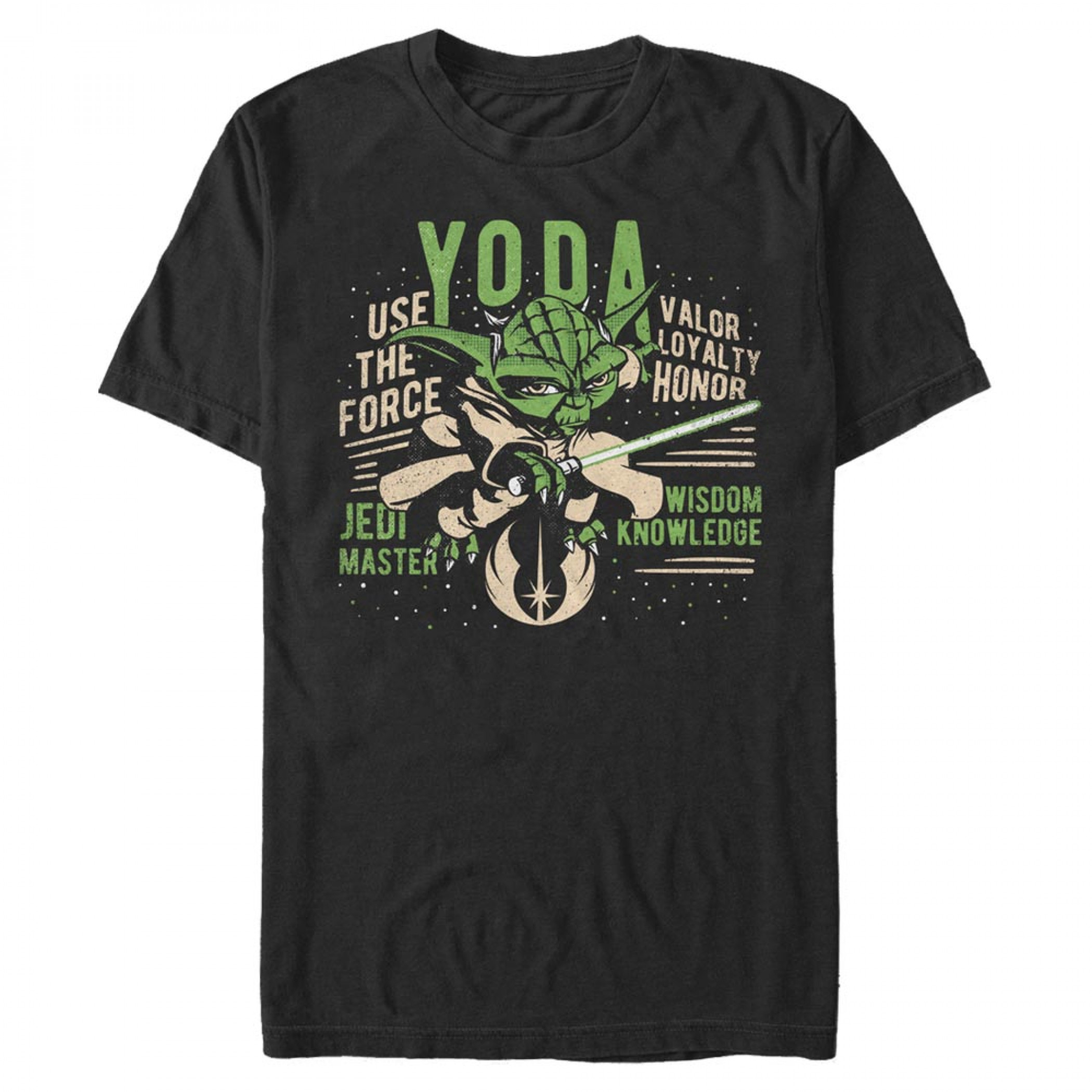 Star Wars Clone Wars Yoda Valor Loyalty Honor T-Shirt, Black