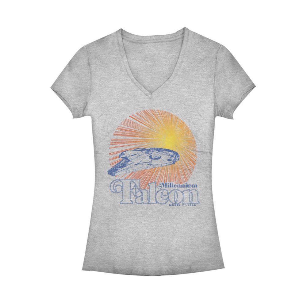 Star Wars Han Solo Story Millennium Falcon Women's Tshirt, Grey