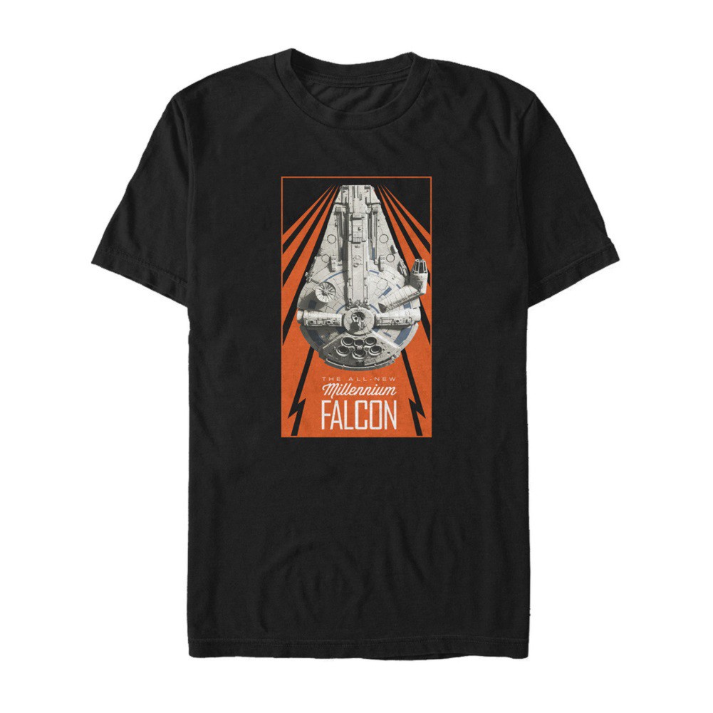 Star Wars Han Solo Story All New Millennium Falcon Men's Black T-Shirt, Black