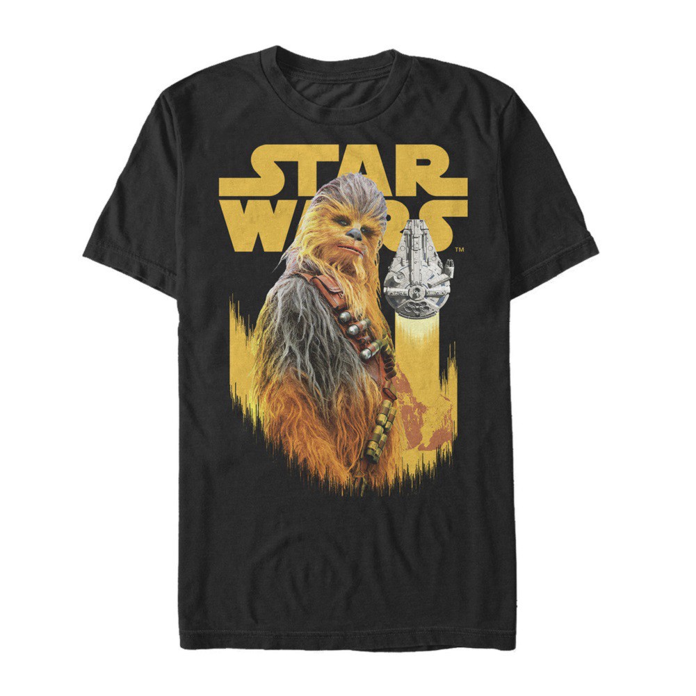 Star Wars Han Solo Story Chewie Falcon Men's Black T-Shirt, Black