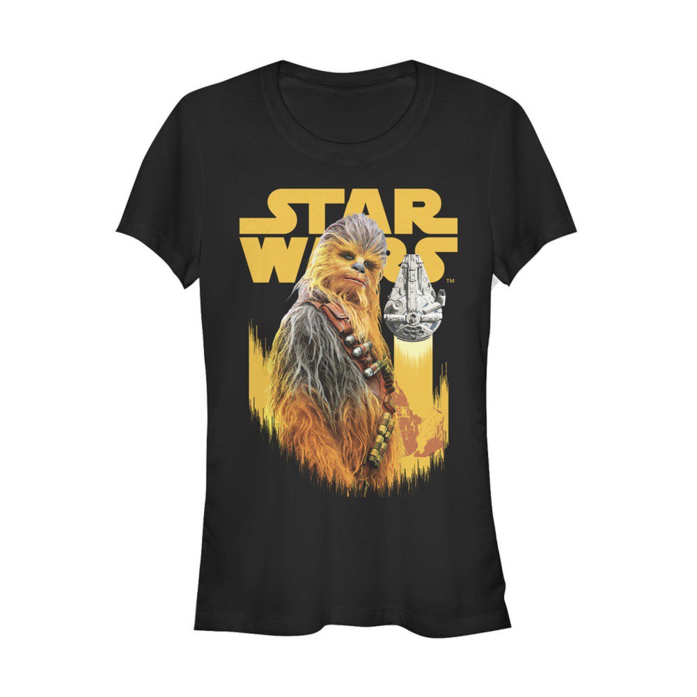 Star Wars Han Solo Story Chewie Falcon Women's Tshirt, Black
