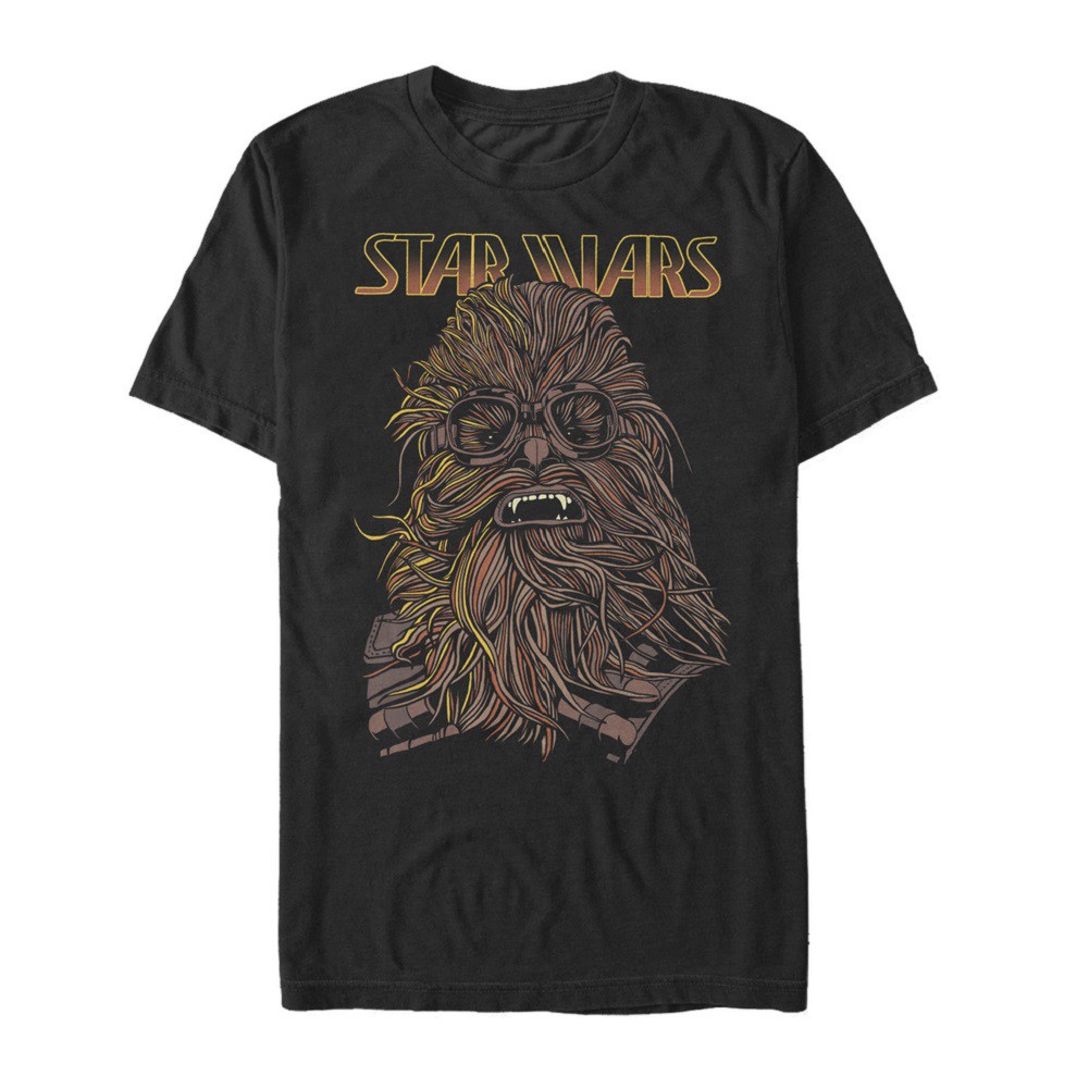 Star Wars Han Solo Story Chewie Hand Drawn Men's Black T-Shirt, Black
