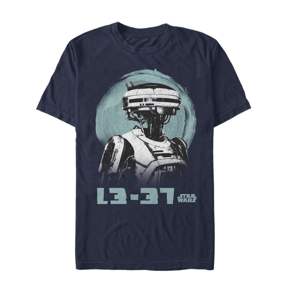 Star Wars Han Solo Story L3-37 Men's Black T-Shirt, Blue