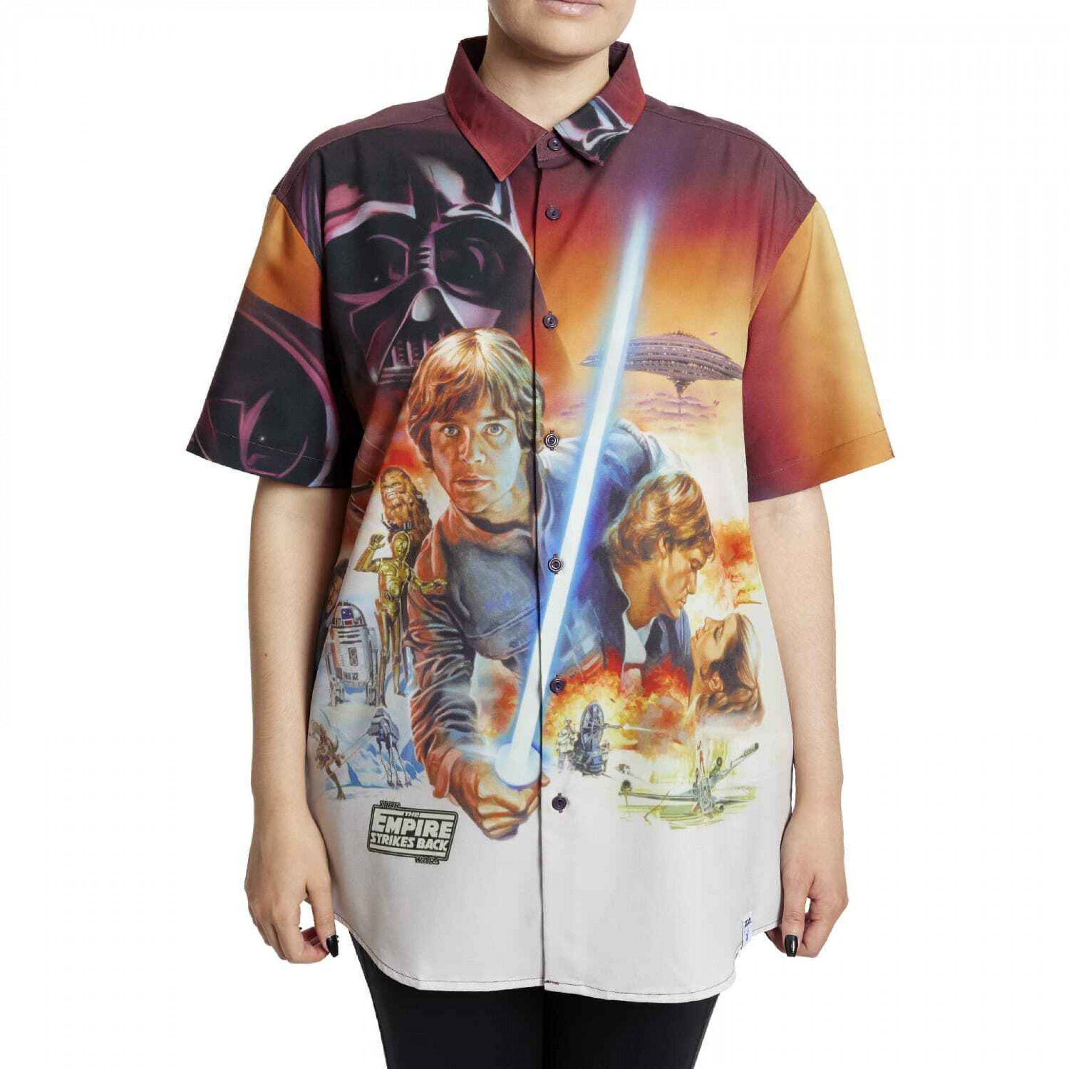 Star Wars Empire Strikes Back Poster Camp Shirt By Loungefly, Multi-Color