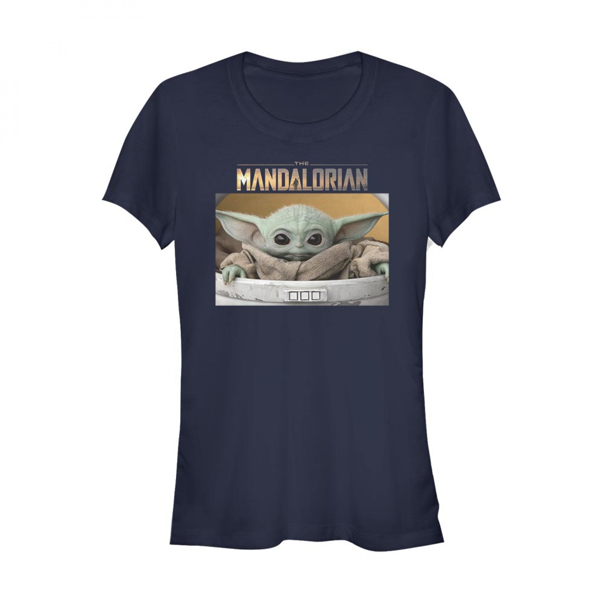 Star Wars The Mandalorian The Child Bassinet Junior's T-Shirt, Blue