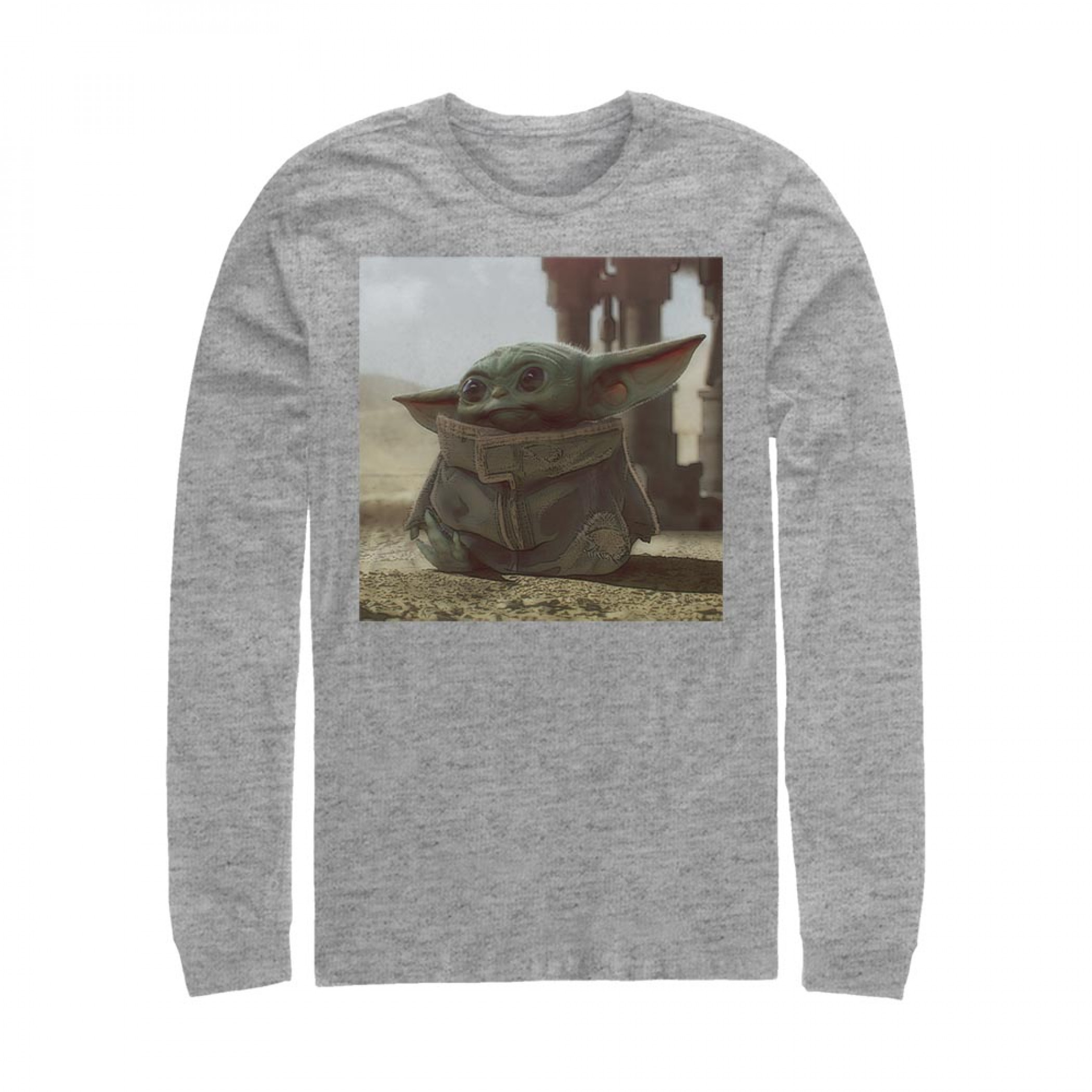 Star Wars The Mandalorian The Child Square Frame Long Sleeve Shirt, Grey