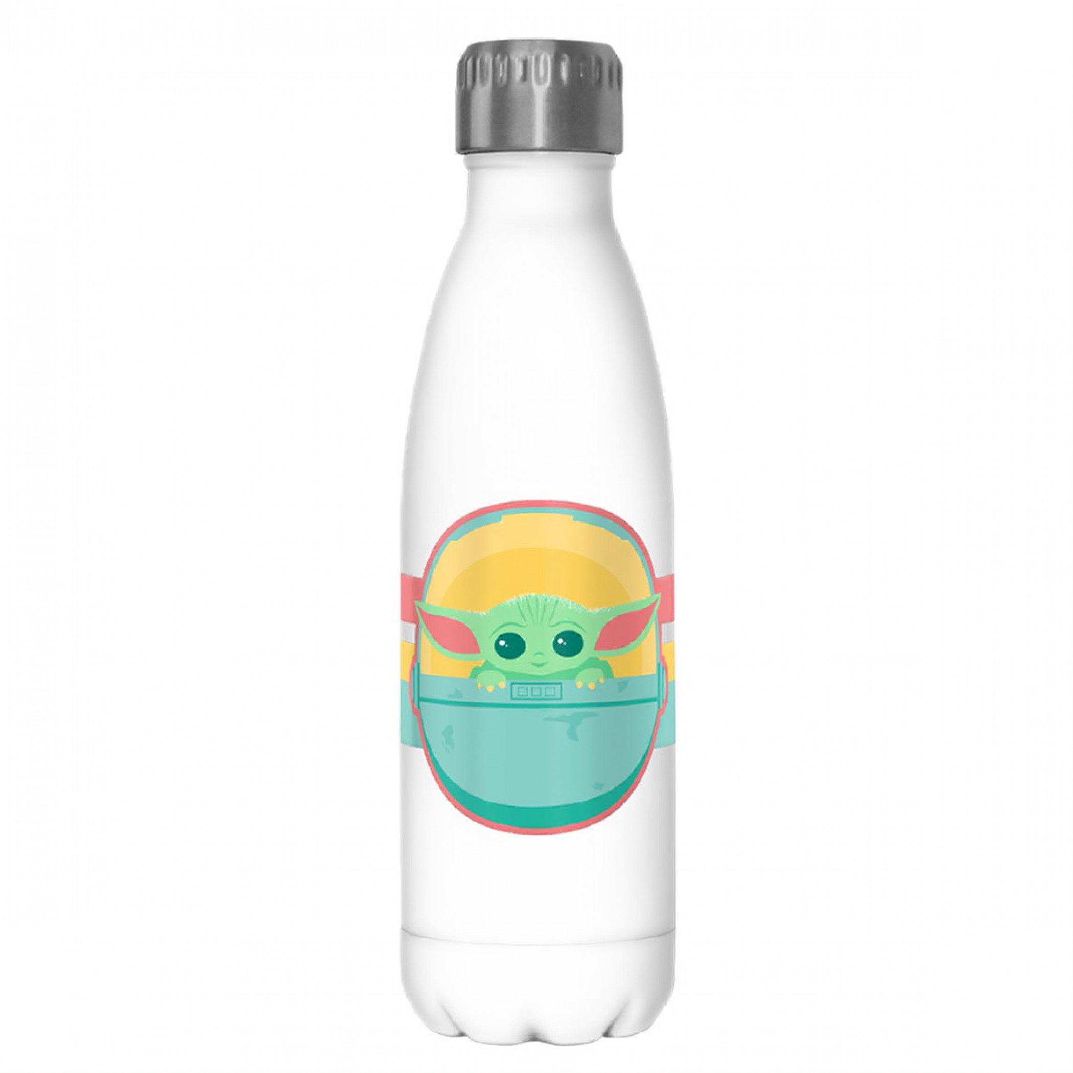 Star Wars The Mandalorian Rainbow Grogu 17oz Steel Water Bottle, White
