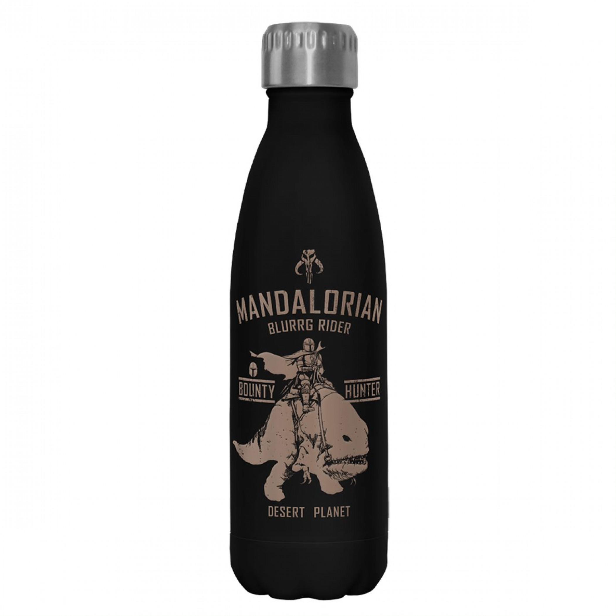 Star Wars The Mandalorian Blurrg Rider 17oz Steel Water Bottle, Black