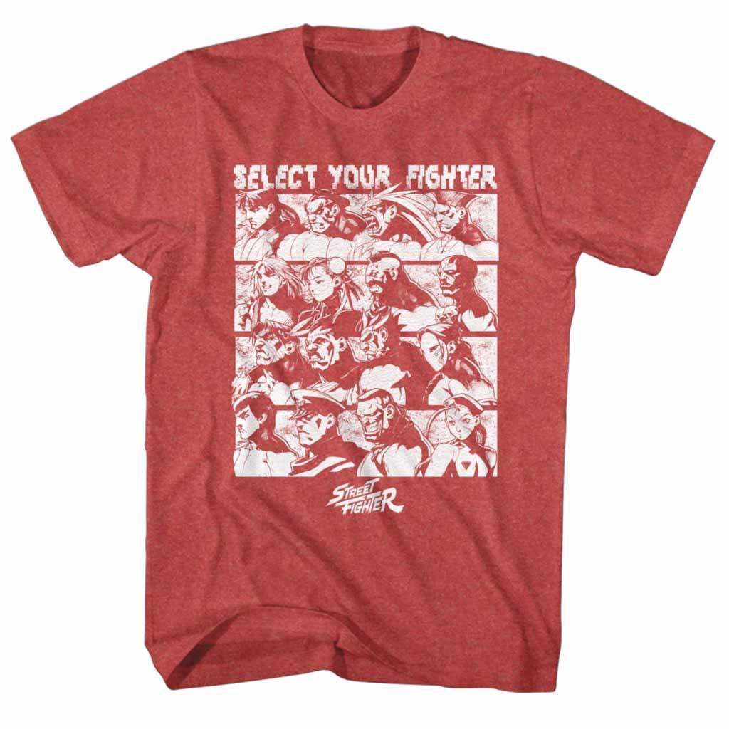 Street Fighter Select Screen Red T-Shirt, Red