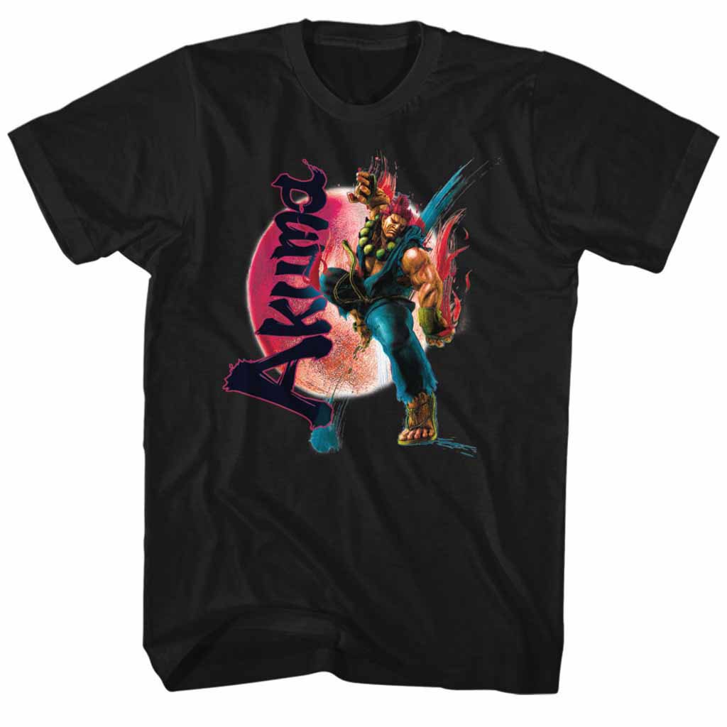 Street Fighter Akuma Black T-Shirt, Black