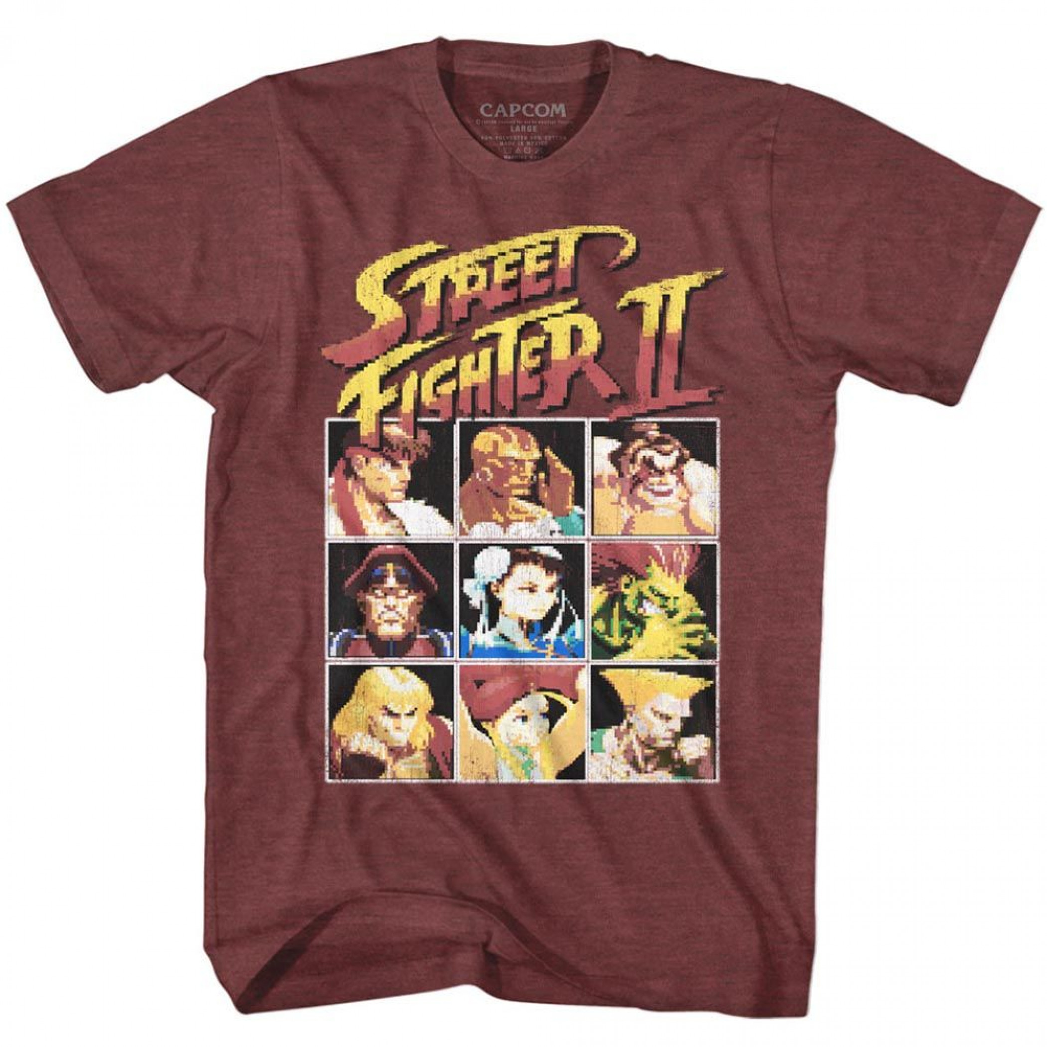 Street Fighter 8-Bit Character Select T-Shirt, Brown