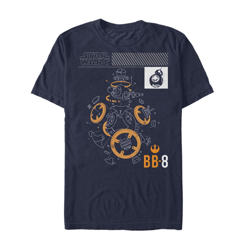 Star Wars The Last Jedi BB8 Schematic Tshirt, Blue