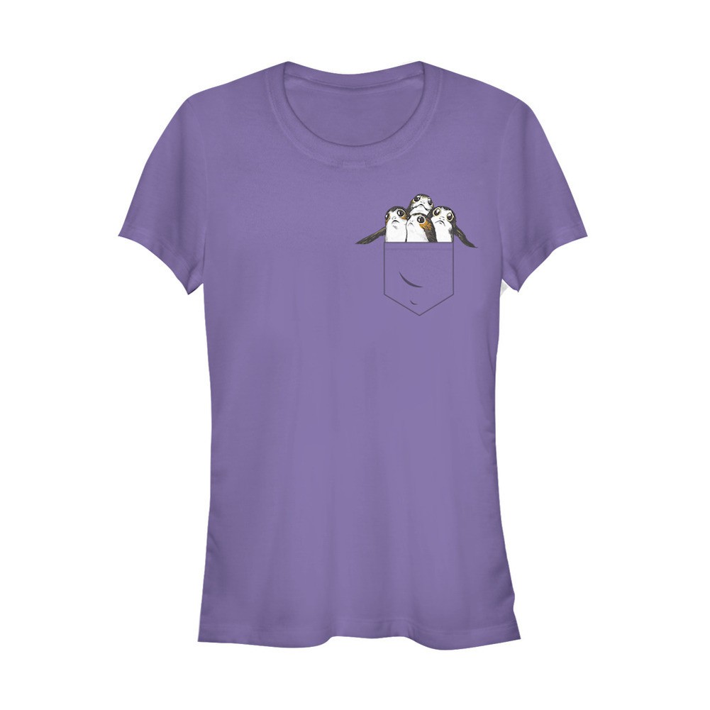 Star Wars The Last Jedi Porgs In My Pocket Womens Tshirt, Purple