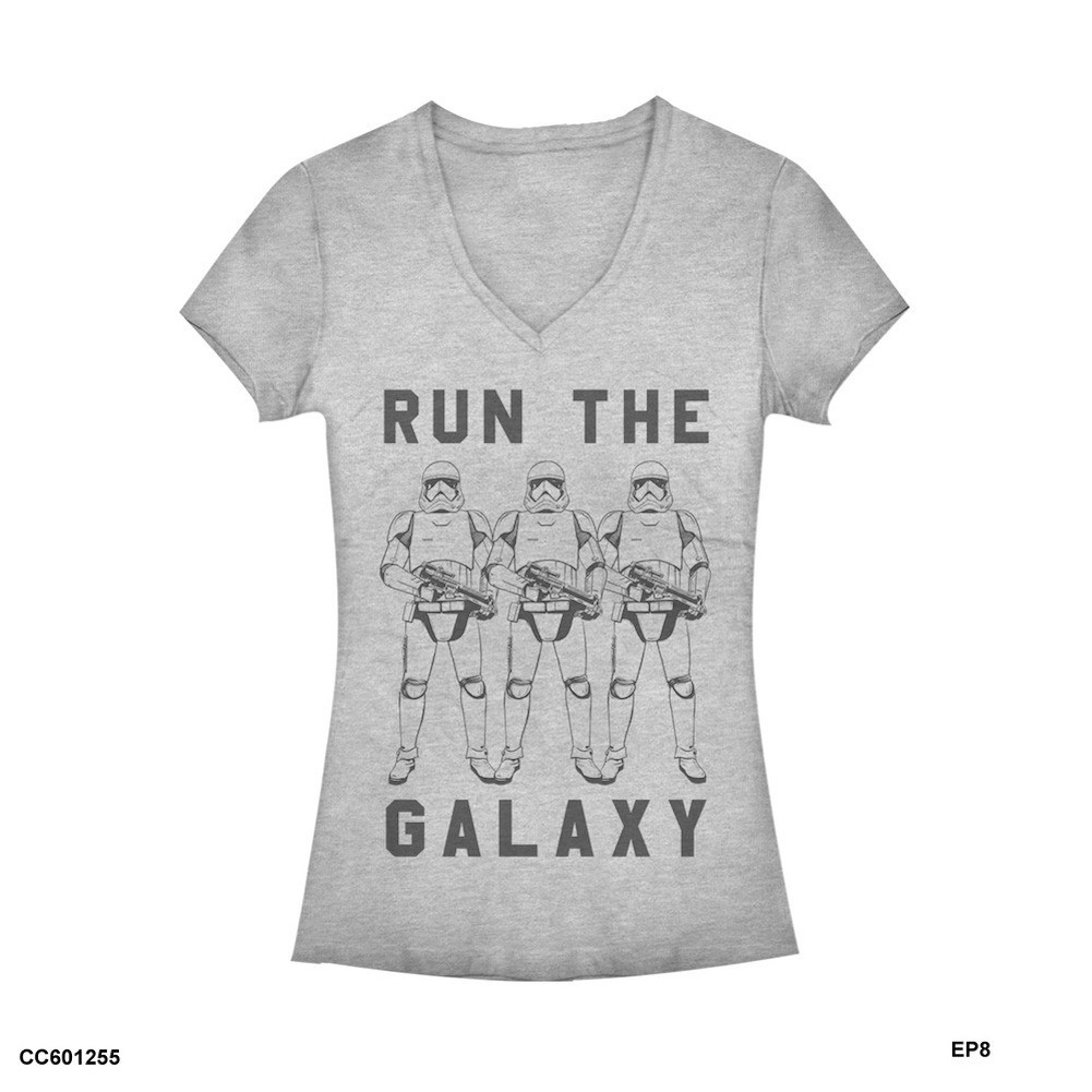 Star Wars The Last Jedi Run The Galaxy Womens Tshirt, Grey