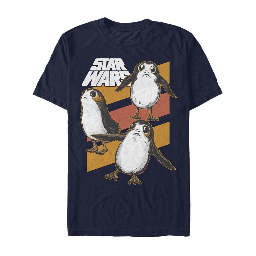 Star Wars Porg Stripes Navy Blue Tshirt, Blue
