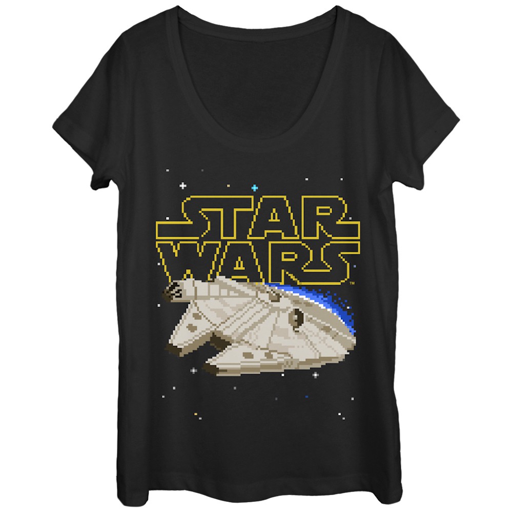 Star Wars Pixel Falcon Women's Tshirt, Black