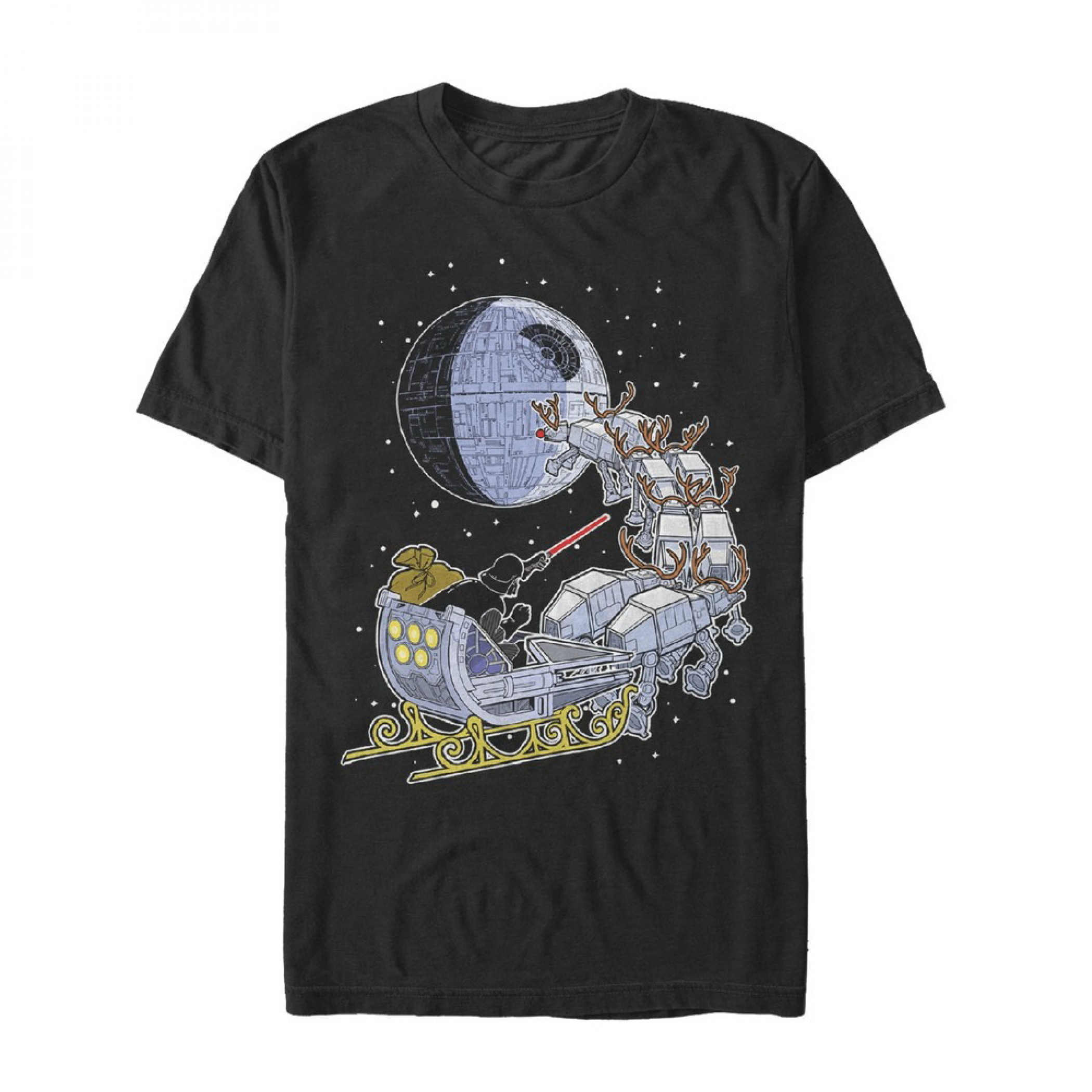 Star Wars Vader Sleigh Ride Christmas Black T-Shirt, Black