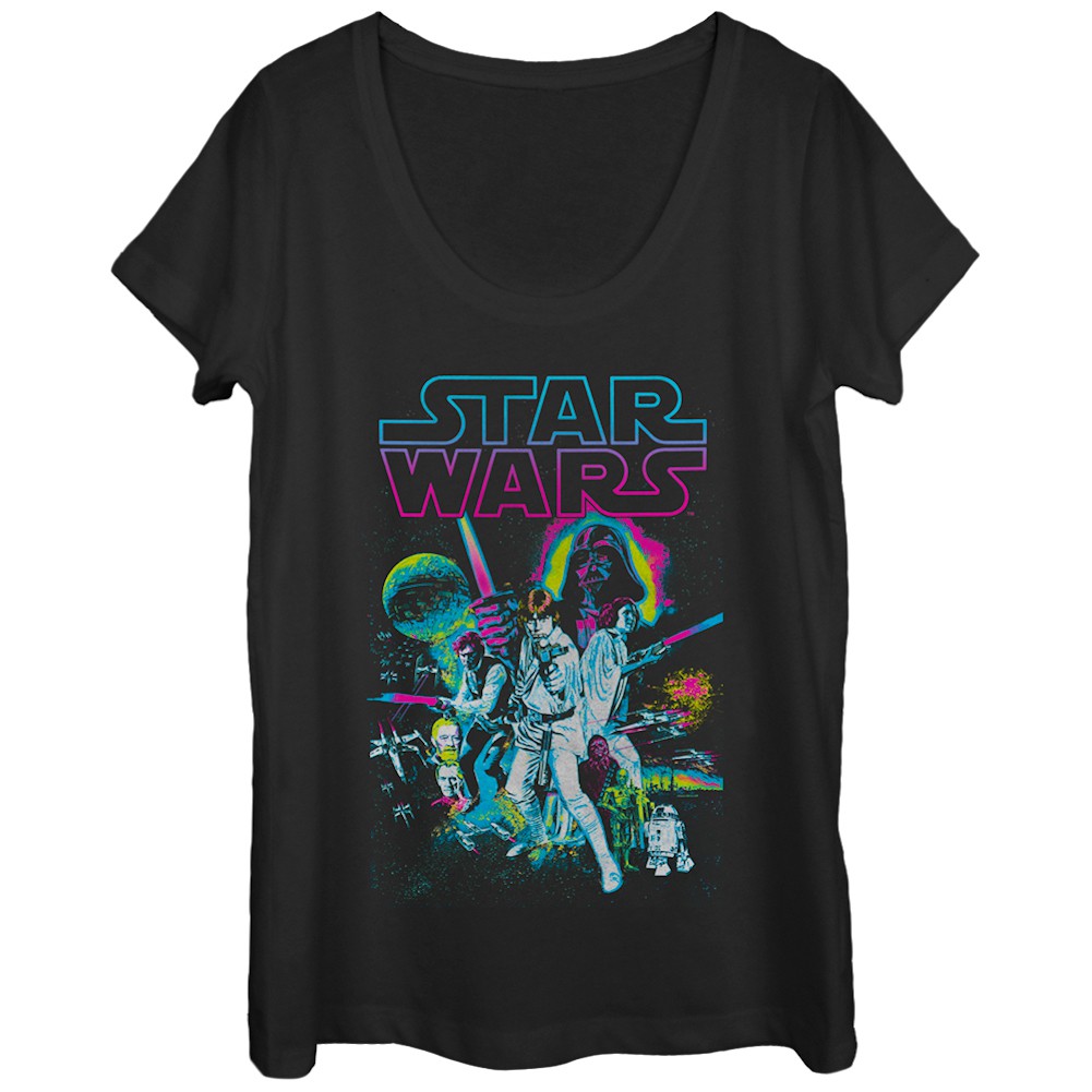 Star Wars Neon Poster Women's Tshirt, Black