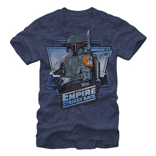 Star Wars Boba Fett Navy Heather Blue T-Shirt, Blue