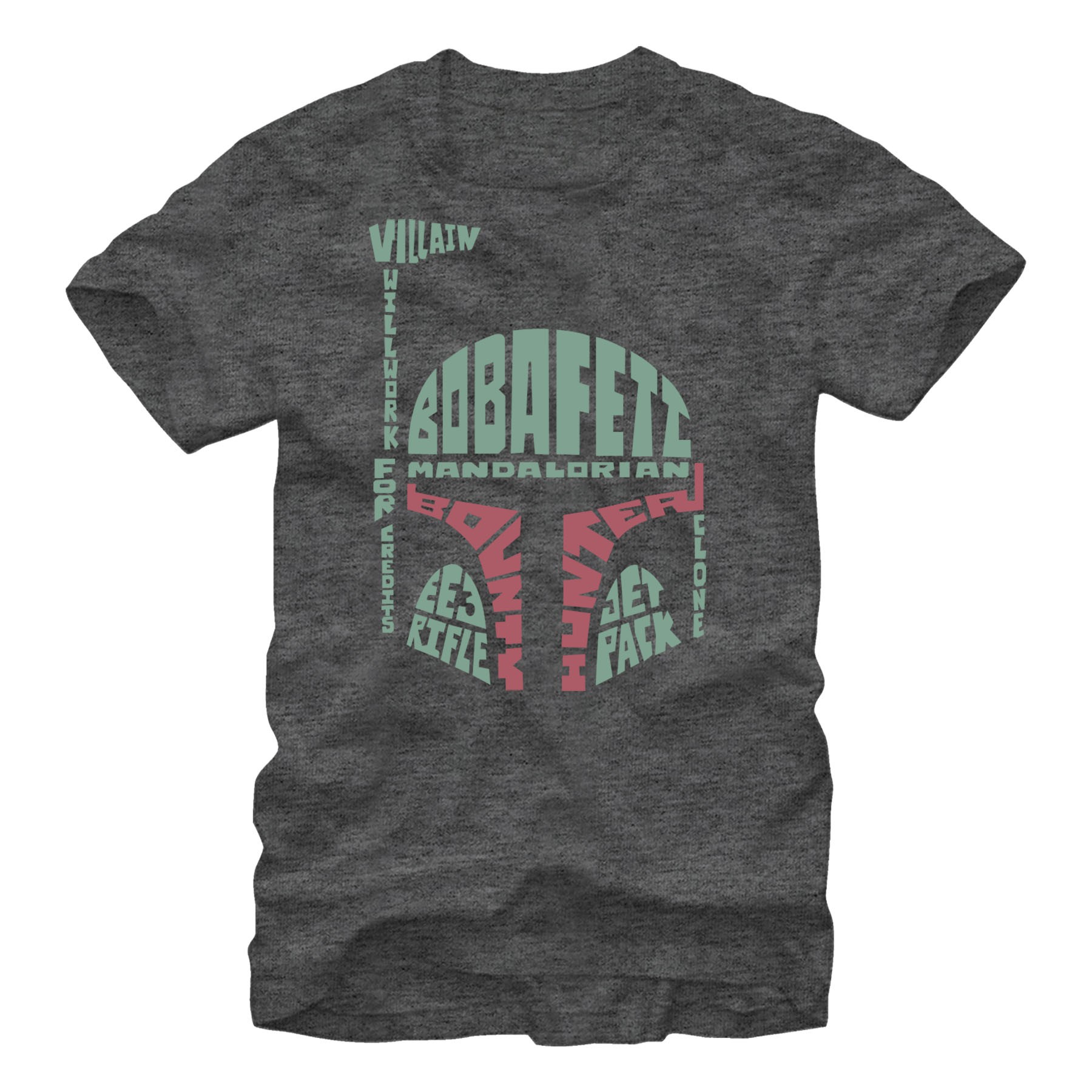 Star Wars Verbiage Fett Gray T-Shirt, Grey