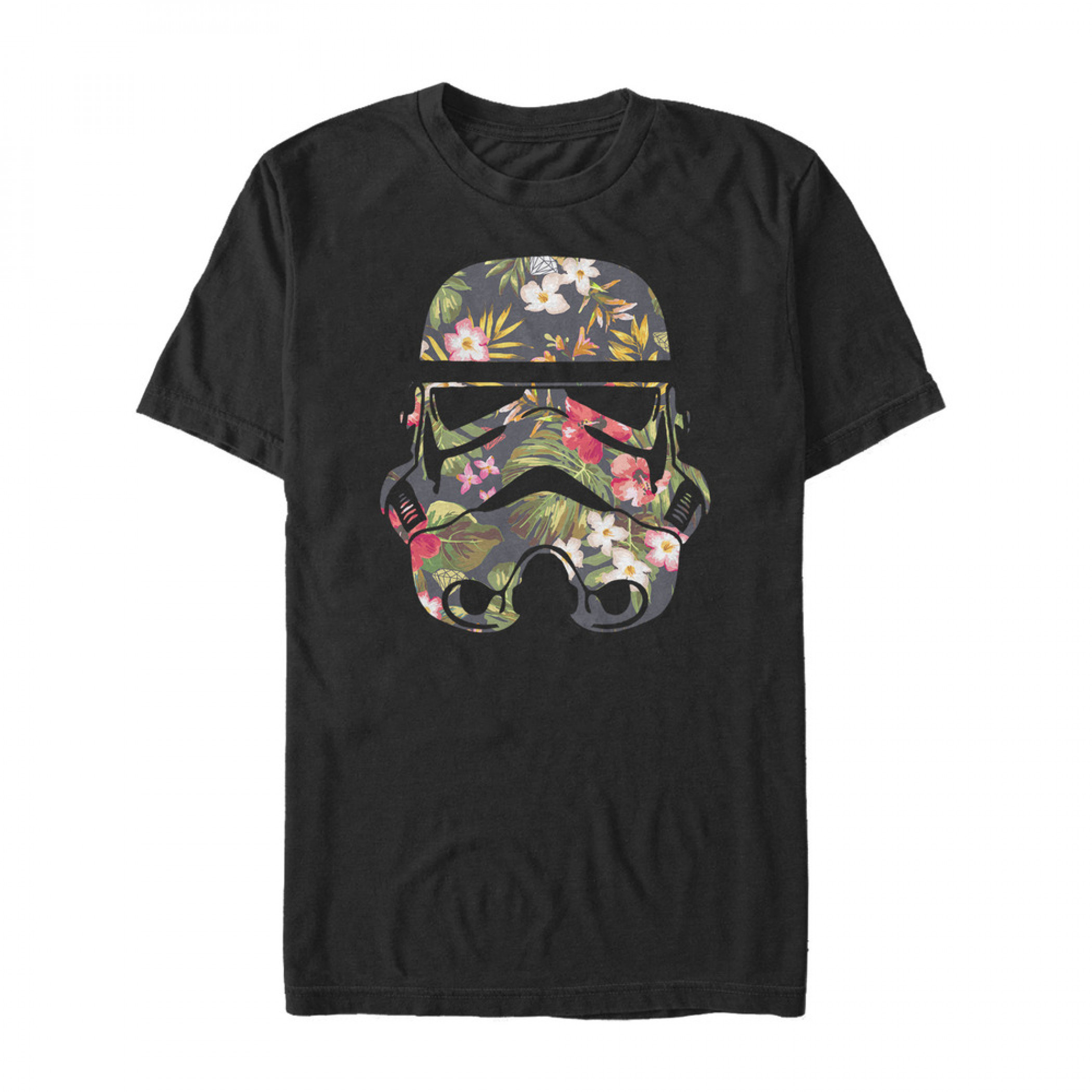 Star Wars Stormtrooper Floral Helmet Black T-Shirt, Black