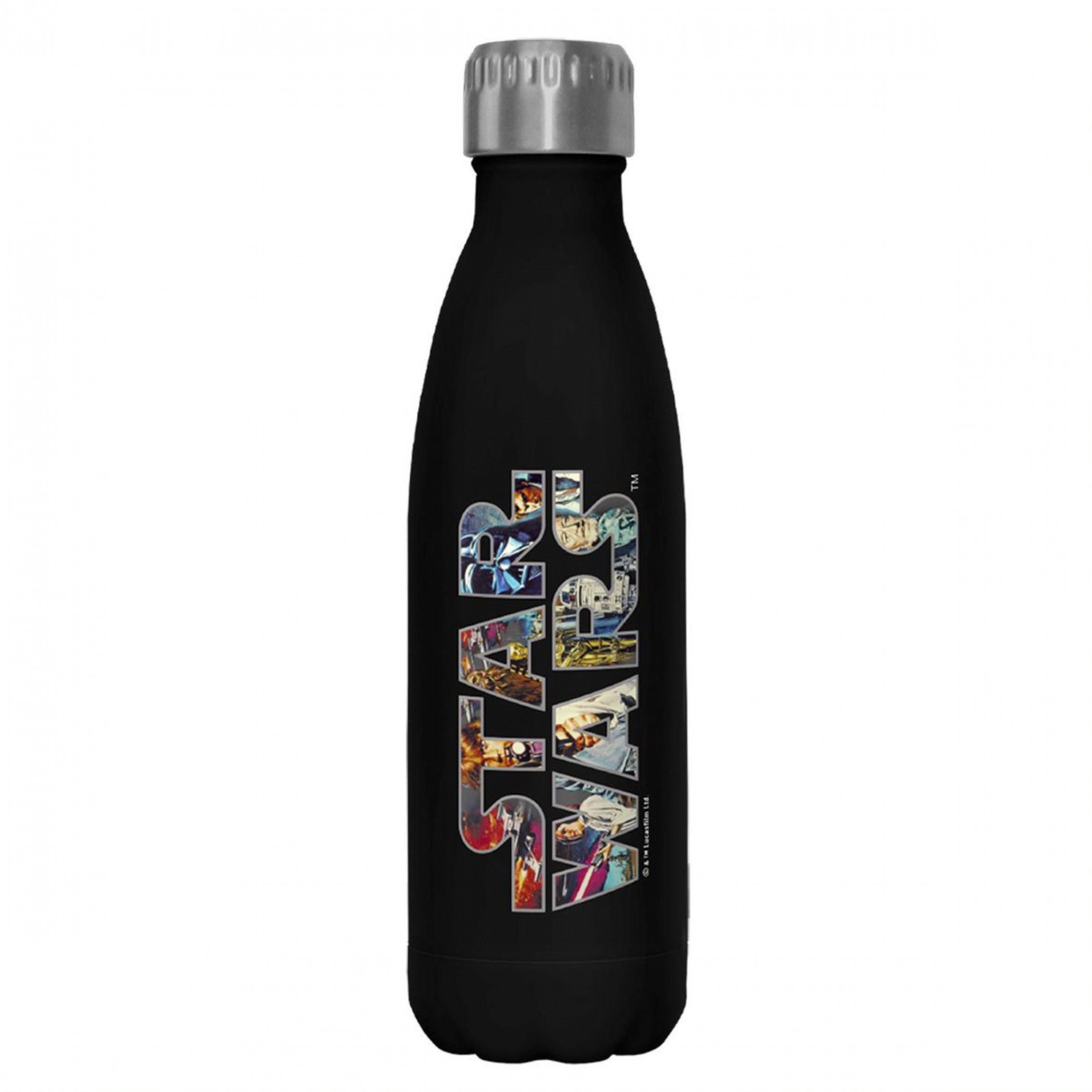 Star Wars Logo with Images in Text 17oz Steel Water Bottle, Black